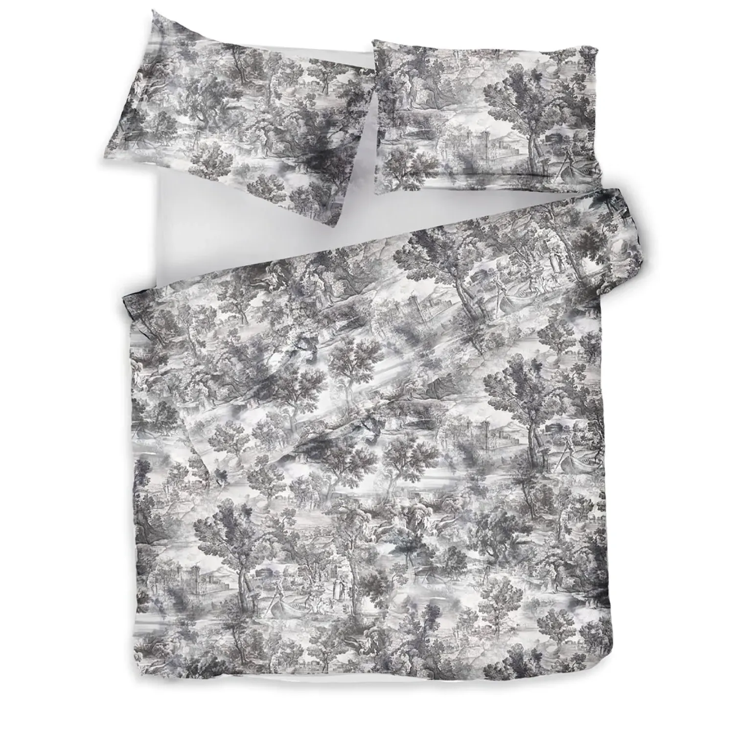 The Lover's Tale Single Bedding Set - Grey, Cotton Sateen