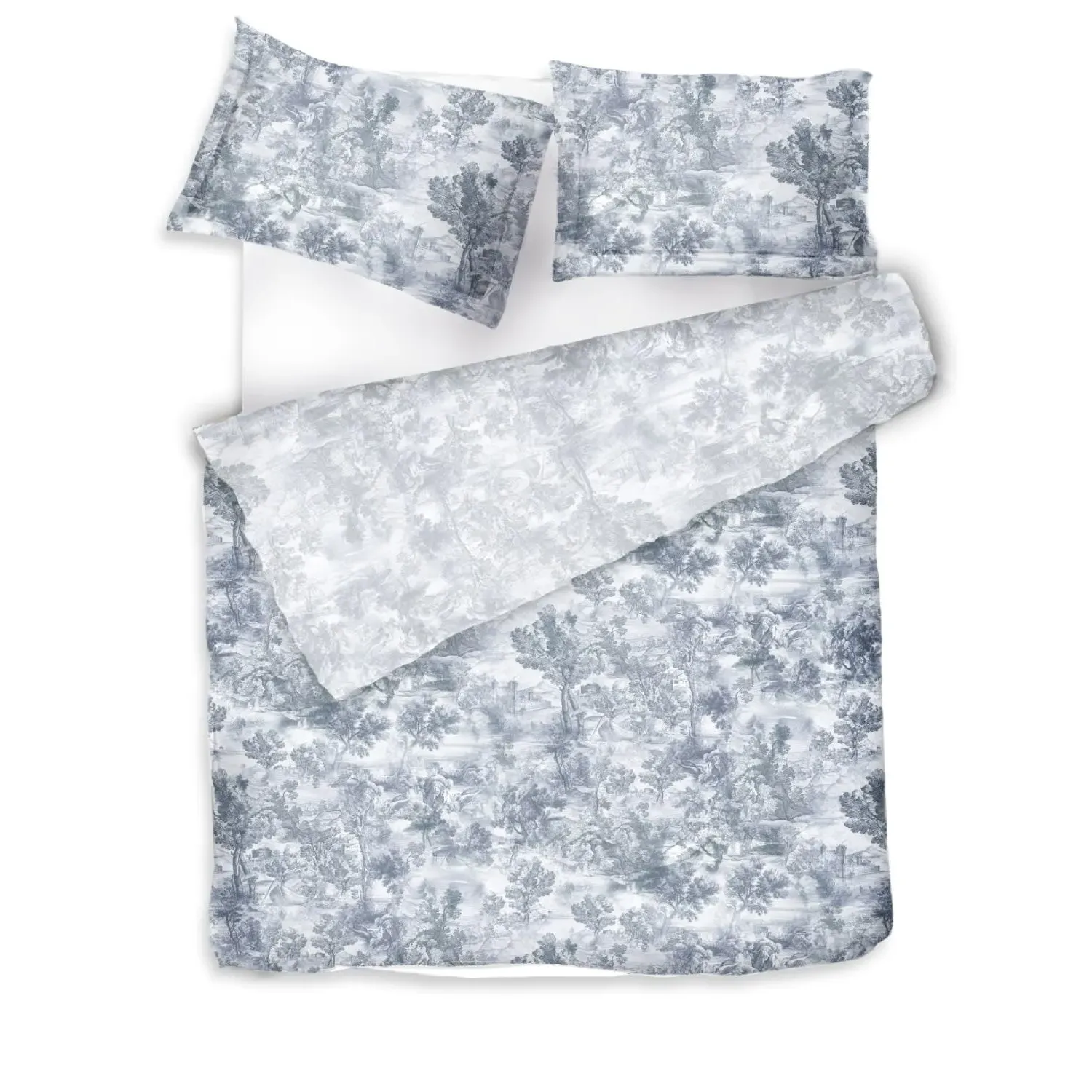 Toile Blue Single Bed Linen Set - White/Blue, Cotton image