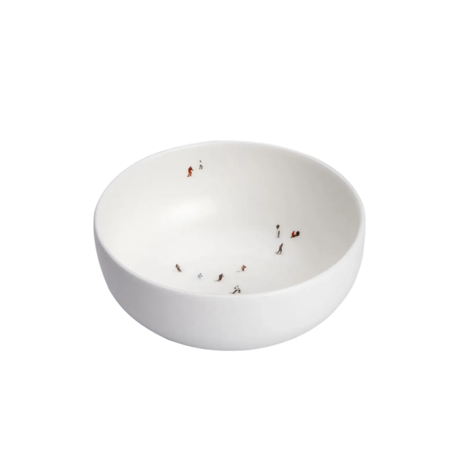 Skier Small Bowl - White, Bone China