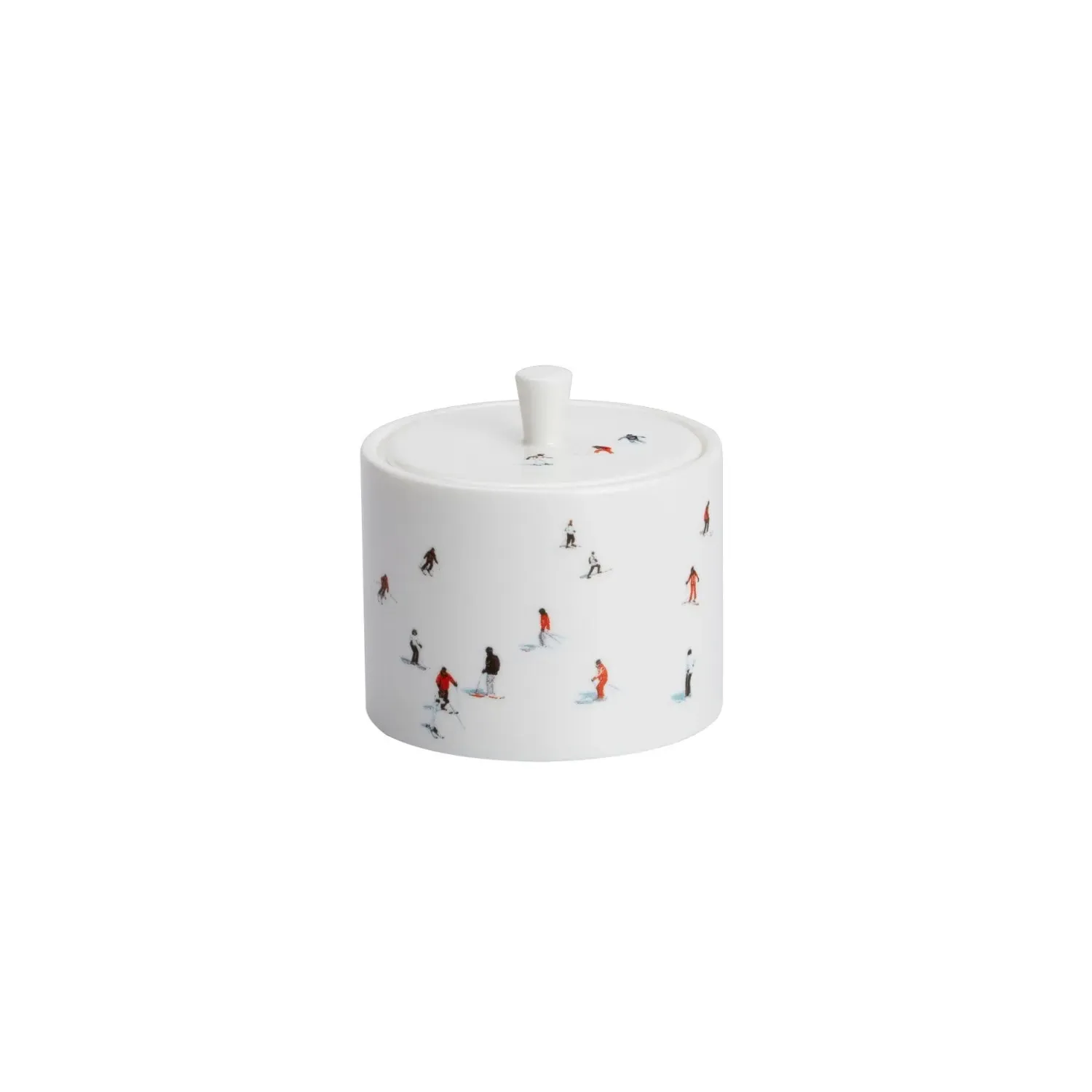 Skiers Covered Sugar Bowl - White, Bone China image