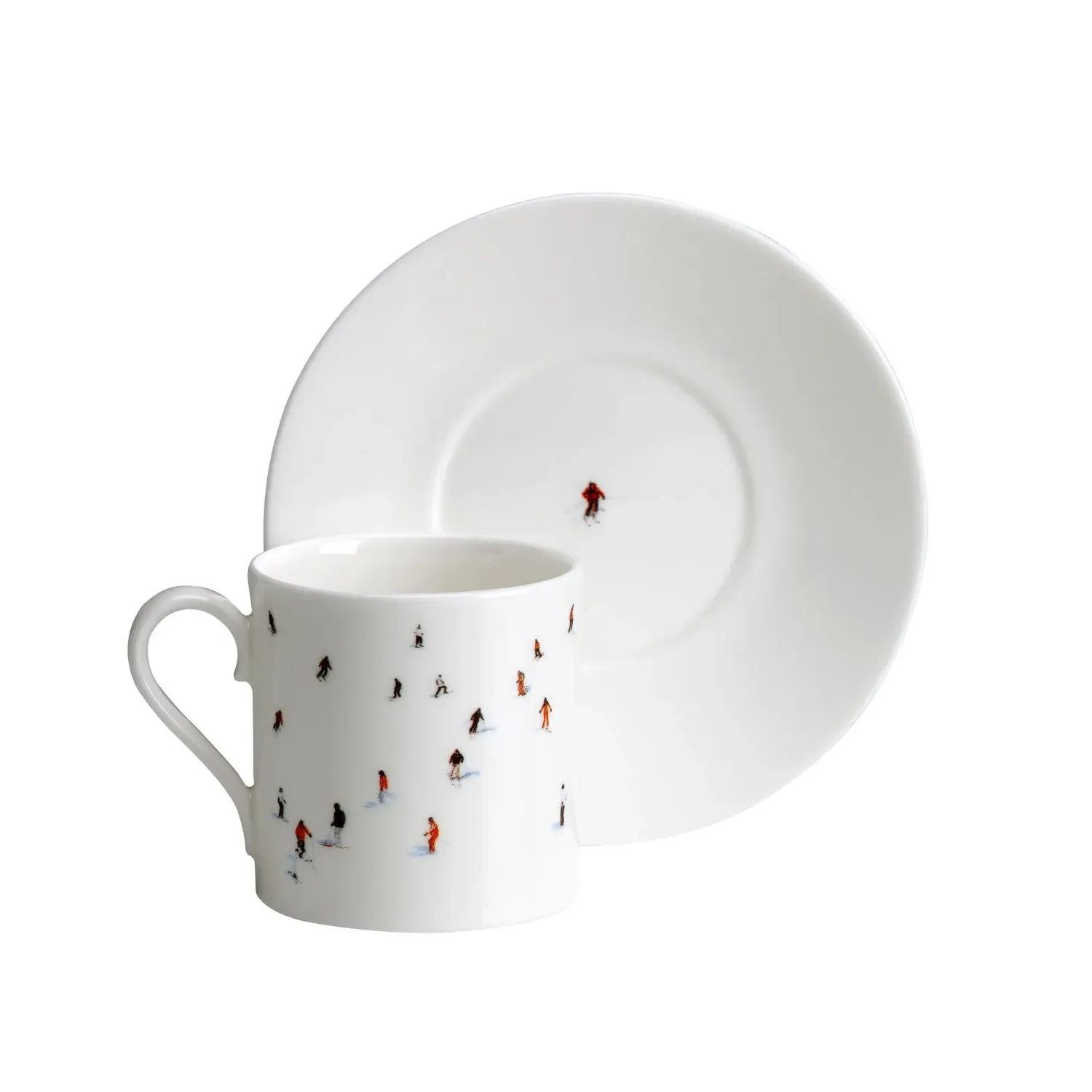 Skiers Espresso Cup & Saucer - White, Bone China image