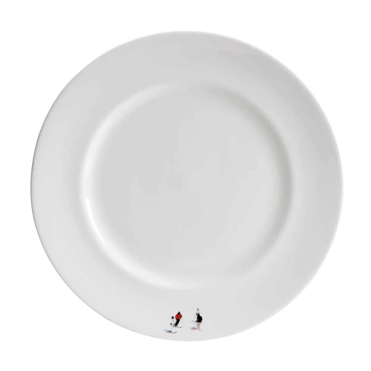 Skiers Large Dinner Plate - White image