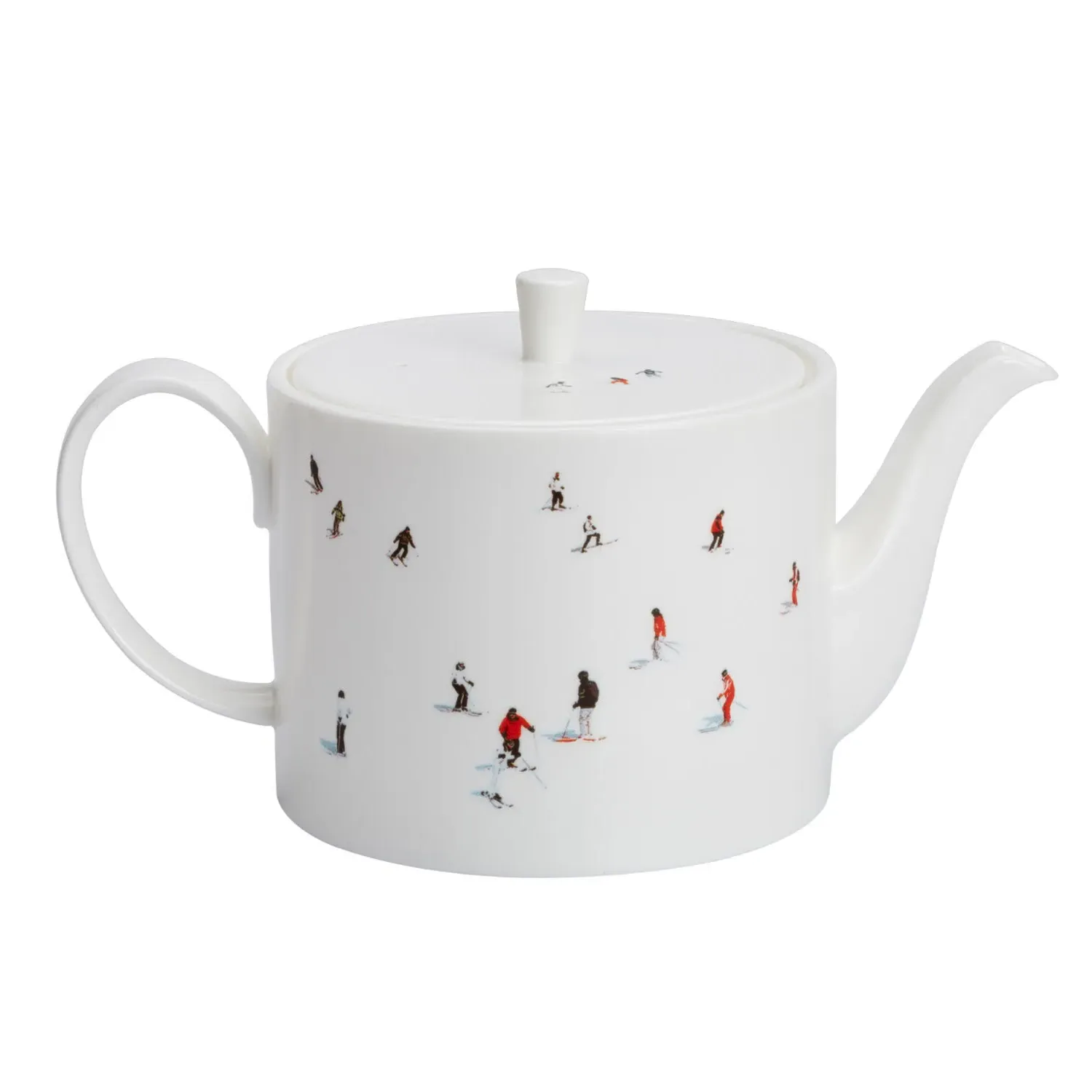 Skiers Large Teapot - White, Bone China image