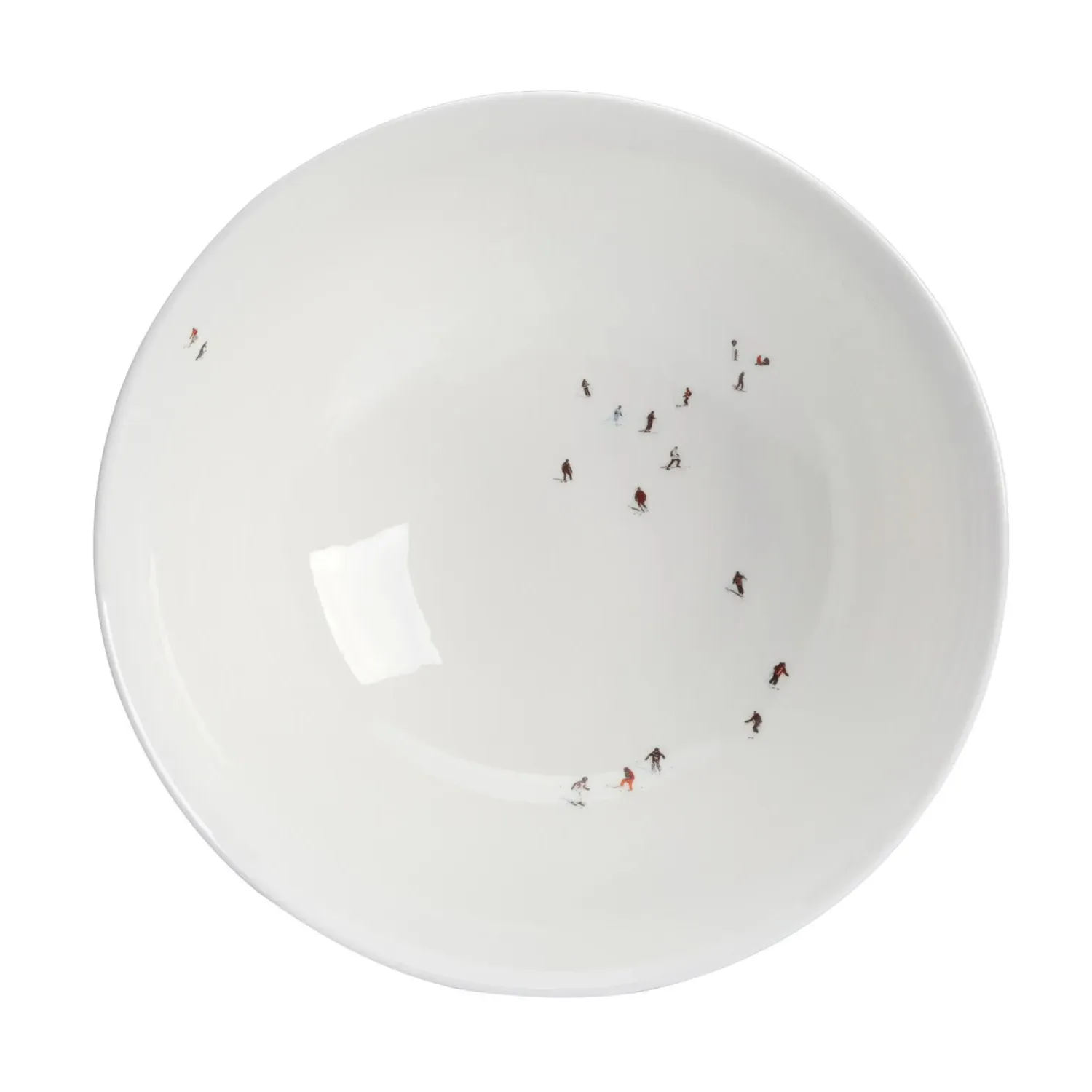 Skiers Serving Bowl - White, Bone China image