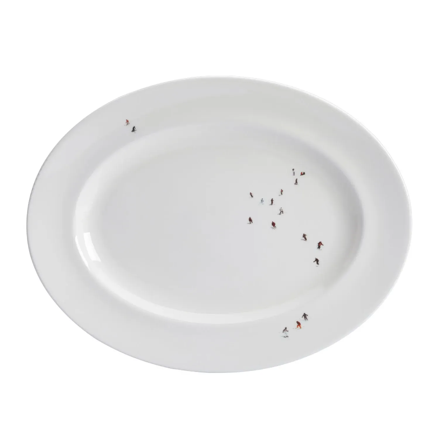 Skiers Serving Platter - White, Bone China image