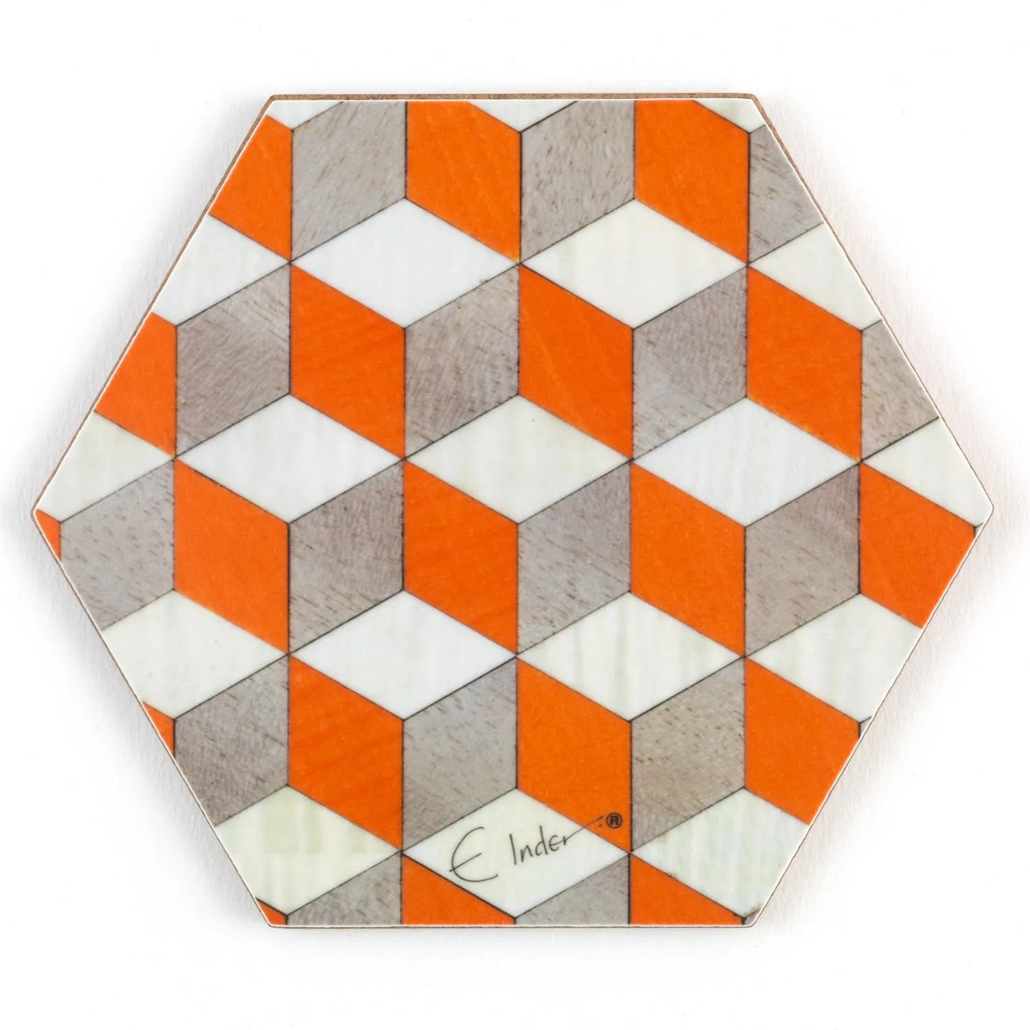 Hexagonal Coaster Set - Orange, Melamine