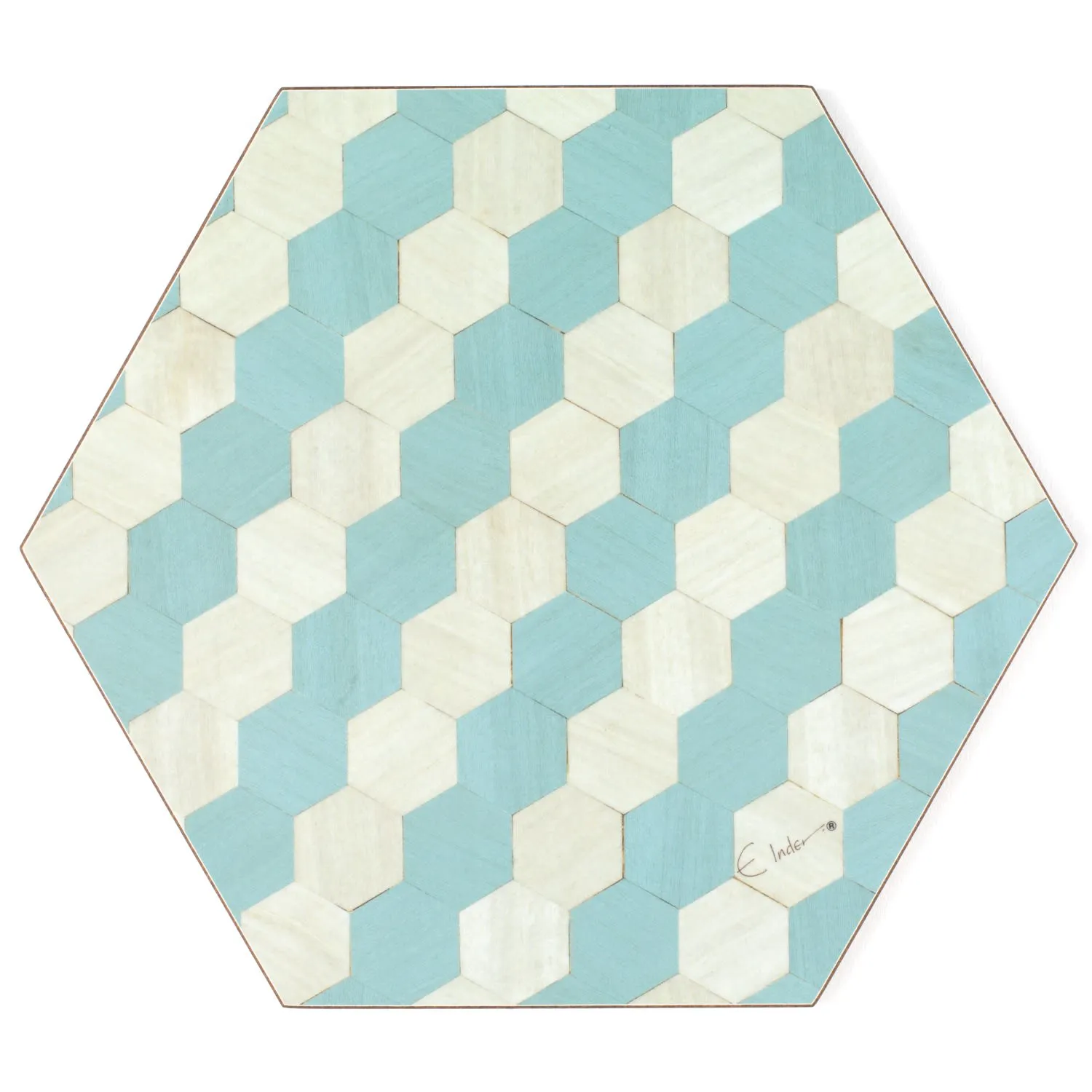 Hexagonal Placemats Set of 4 - Light Blue, Melamine