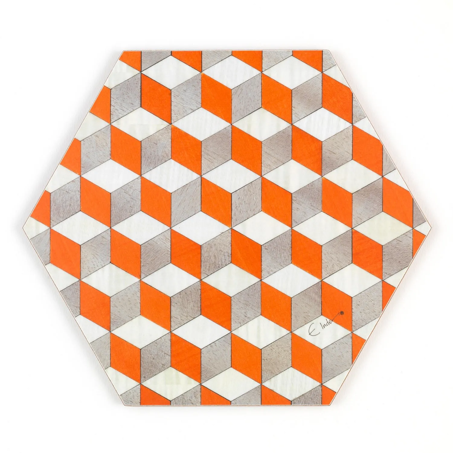 Hexagonal Placemats Set of 4 - Orange, Melamine