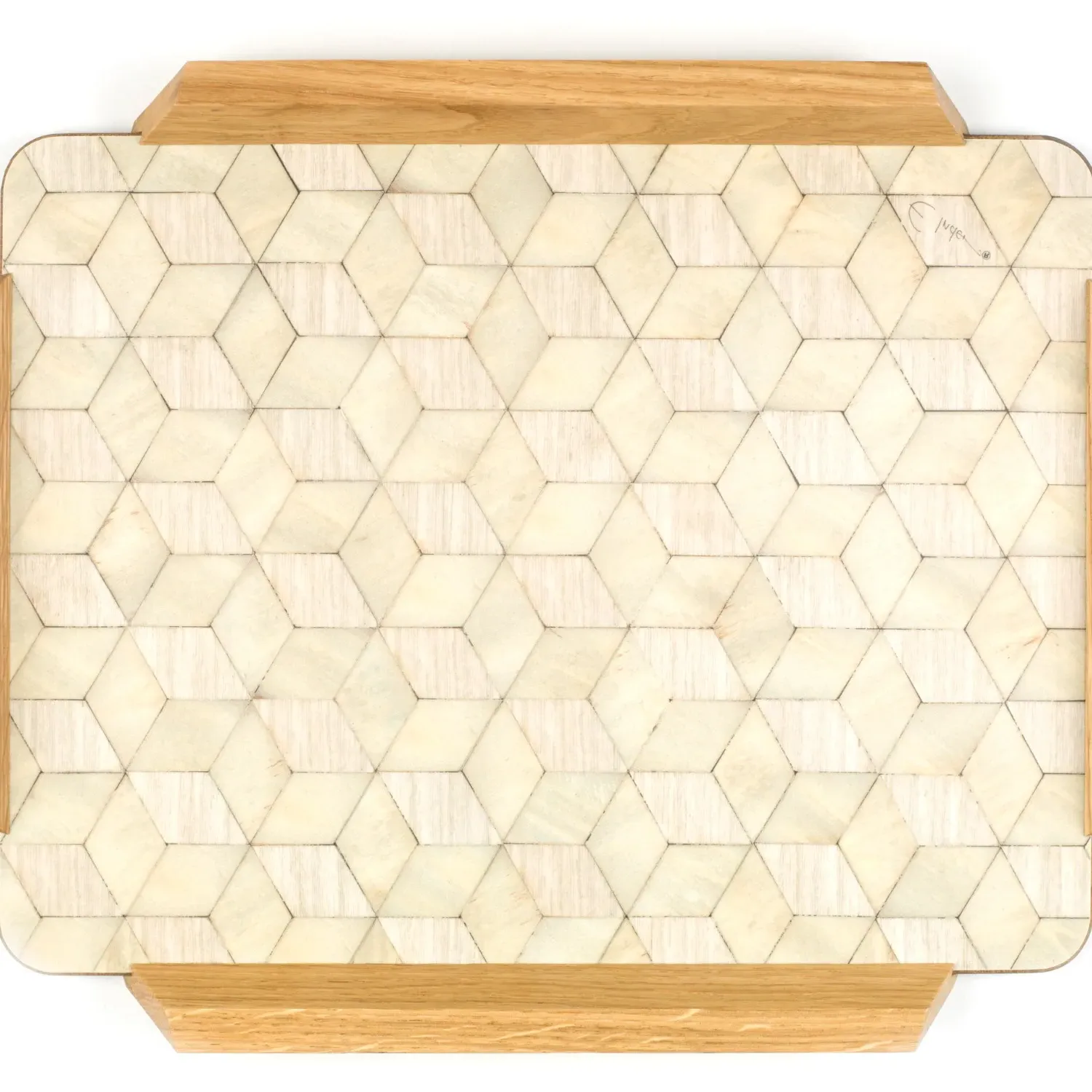 Large Serving Tray with Upcycled Handles - Grey, Melamine image