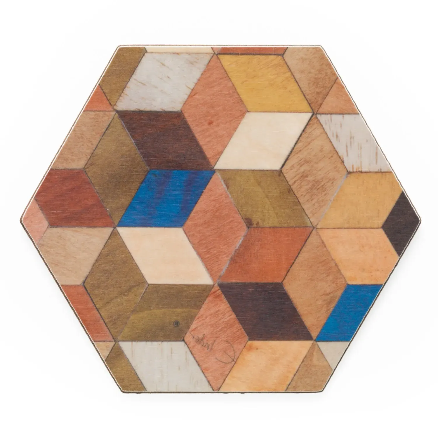 Leo Hexagonal Teapot Stand and Coasters Set - Blue, Melamine