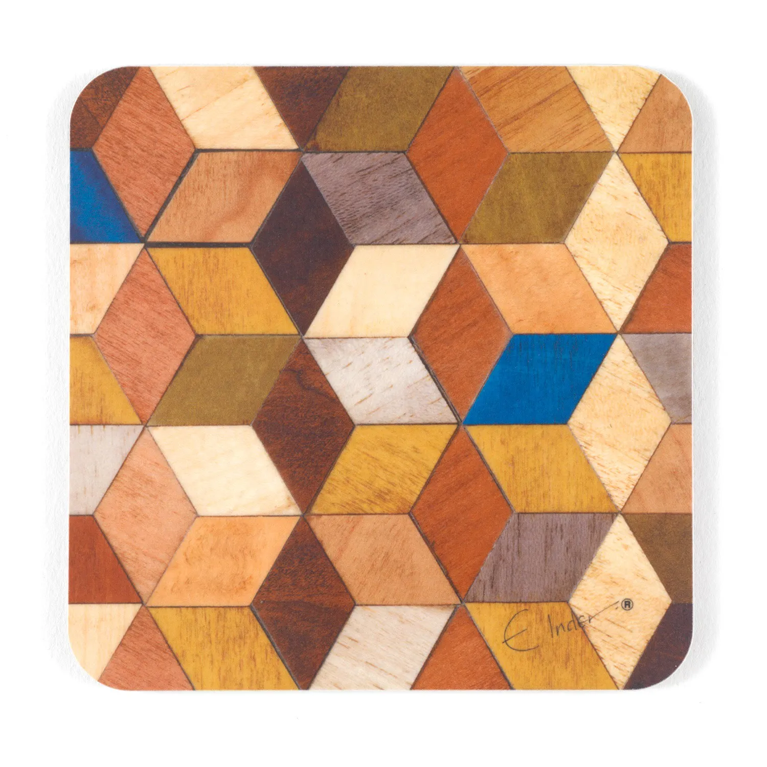 Leo Square Coasters Set of 4 - Brown, Melamine