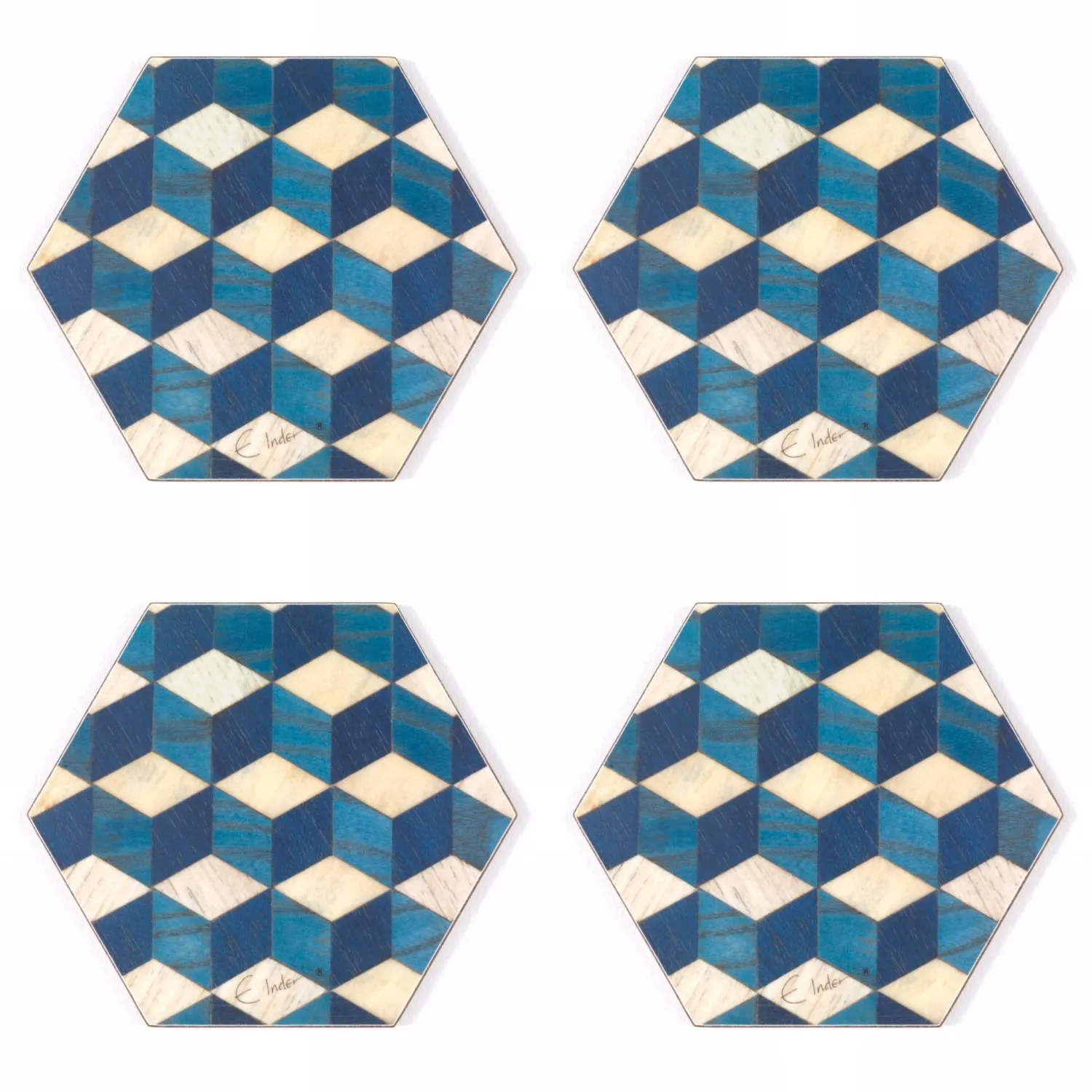 Padstow Four Coaster Set - Blue, Melamine image