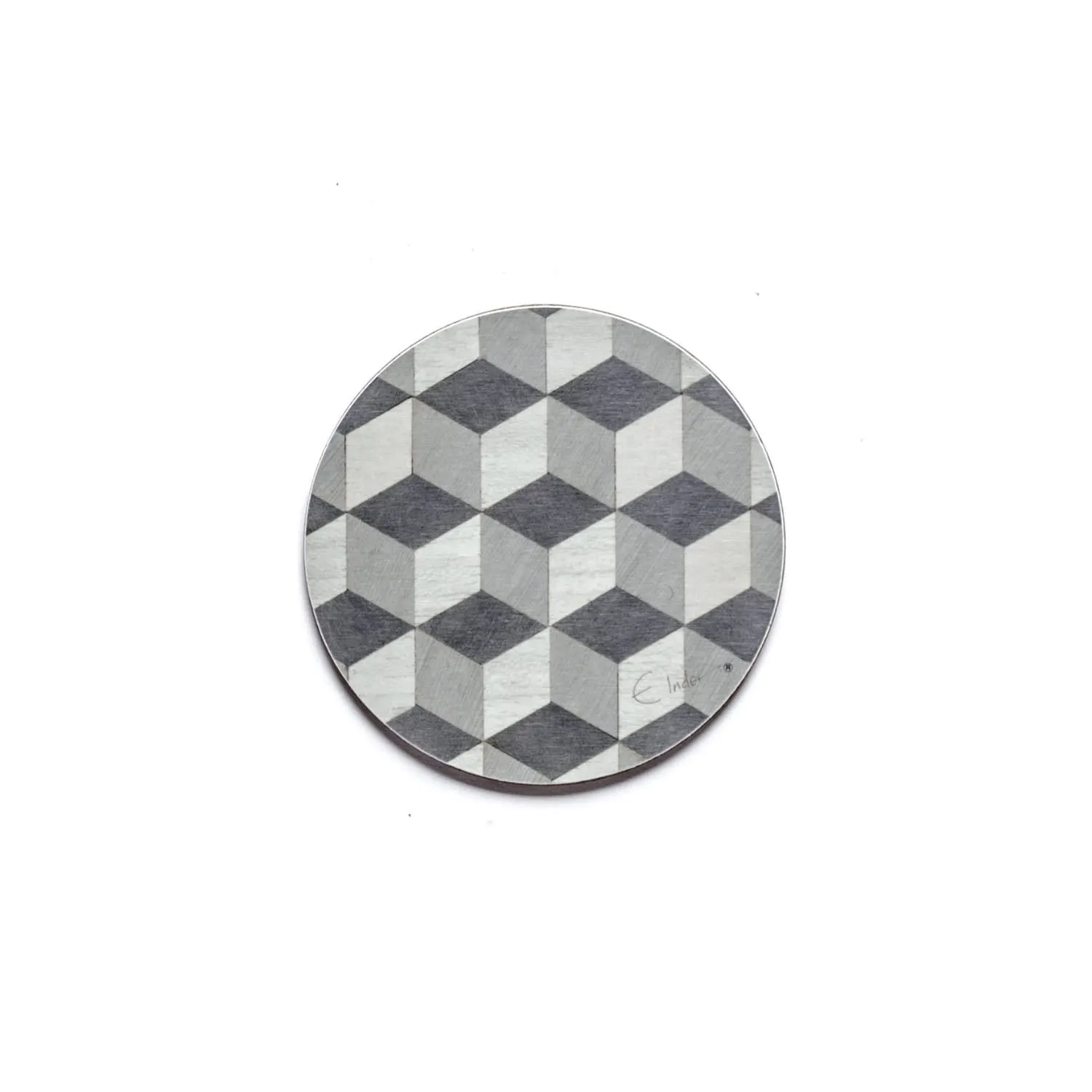 Round Coasters Set of 6 - Grey, Melamine image