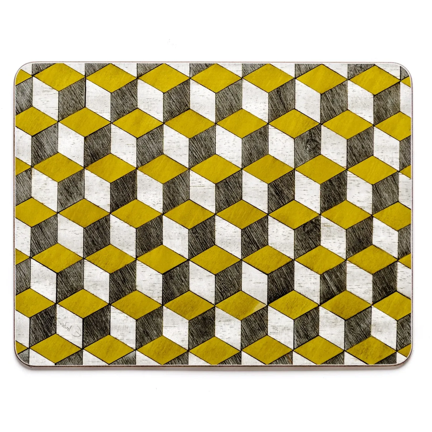 Set of 6 Placemats - Yellow/Grey, Melamine