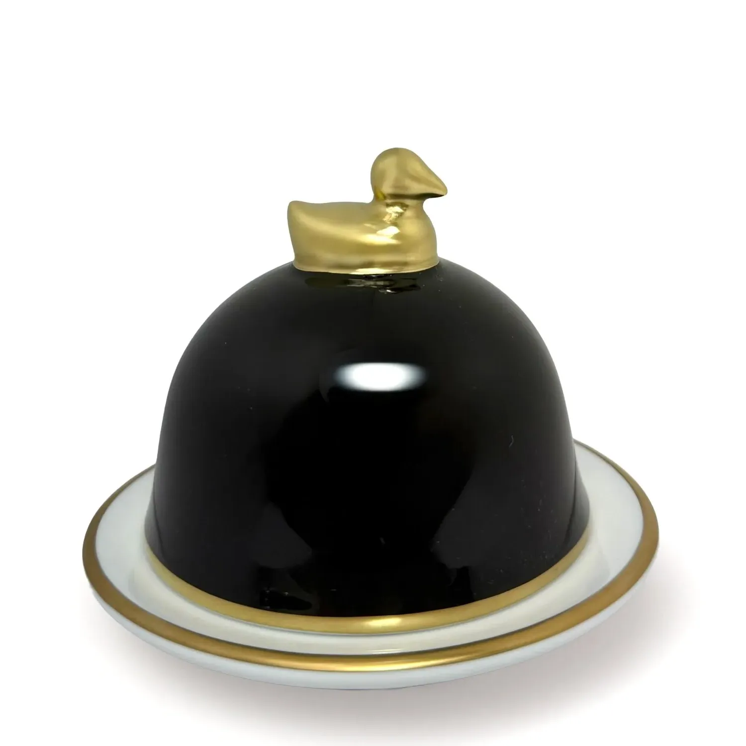 Butter Dish With Canard - Black, Porcelain image