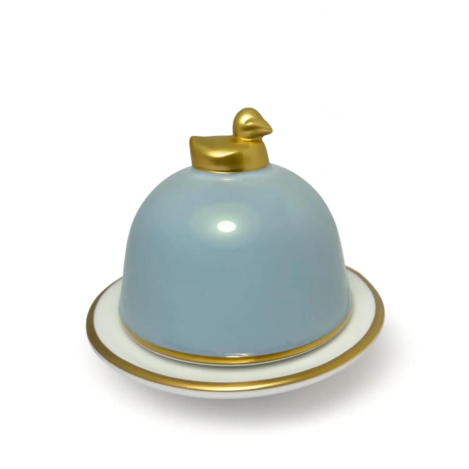 Butter Dish With Canard - Blue Grey, Porcelain
