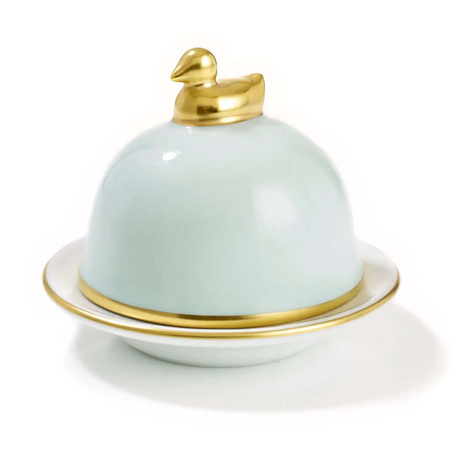Butter Dish With Canard - Celadon Green, Porcelain