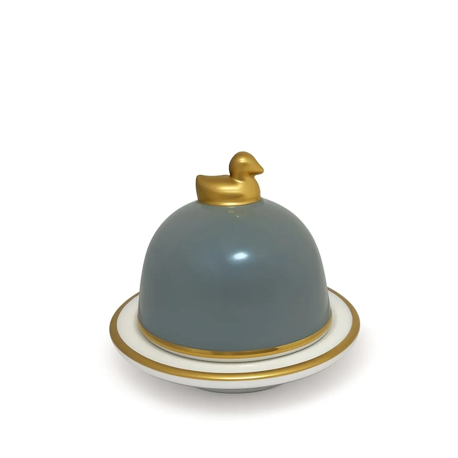 Butter Dish With Canard - Dark Grey, Porcelain