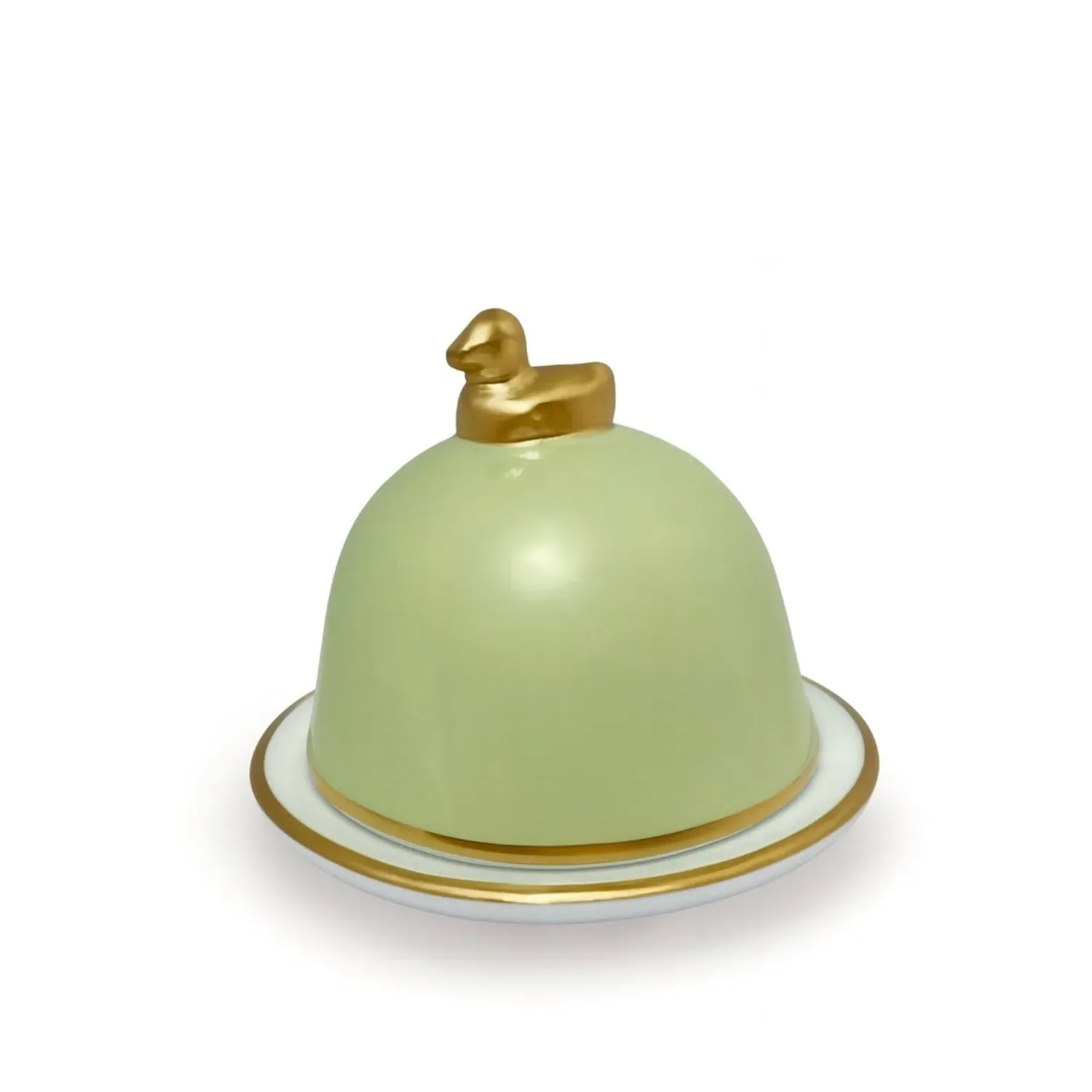 Butter Dish With Canard - Pistachio Green, Porcelain