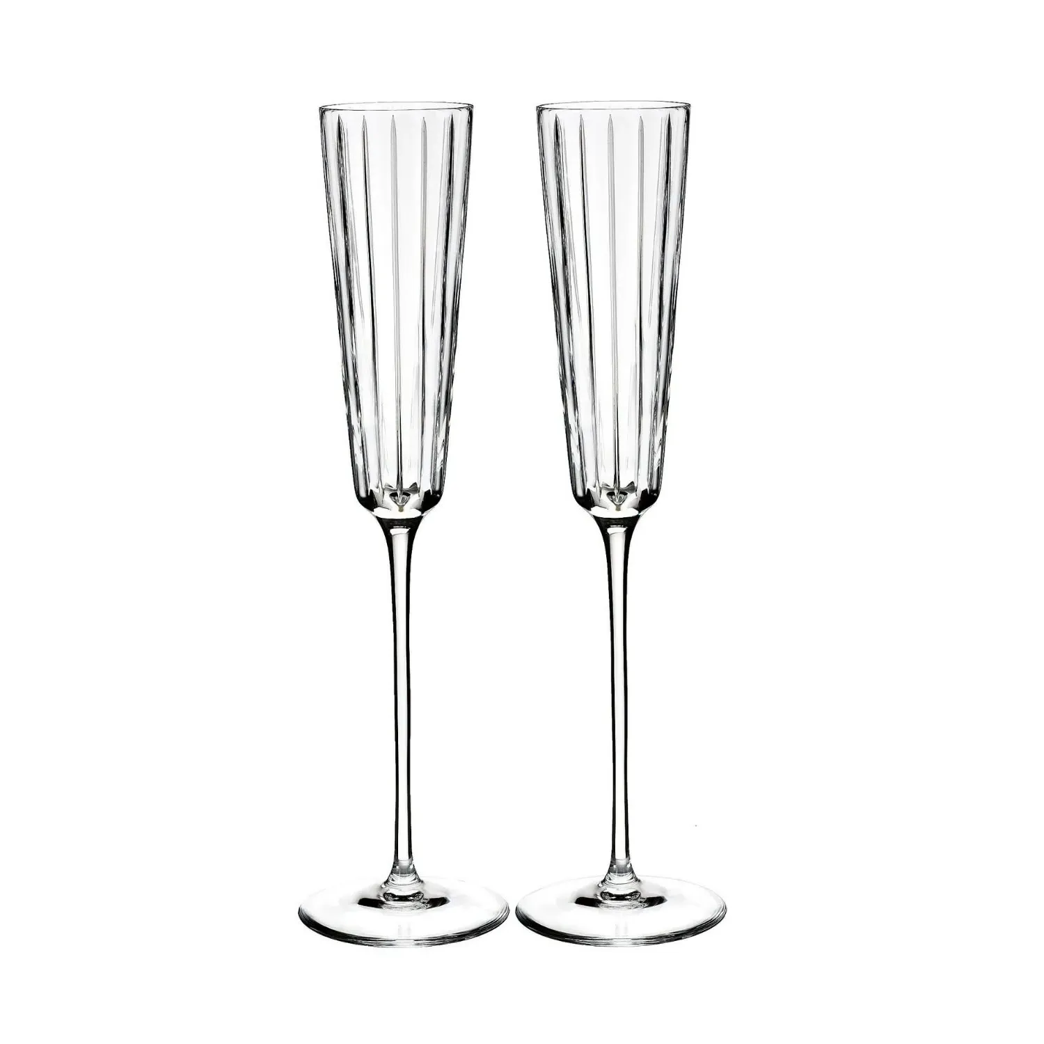 Pair of Crystal Champagne Flutes - White