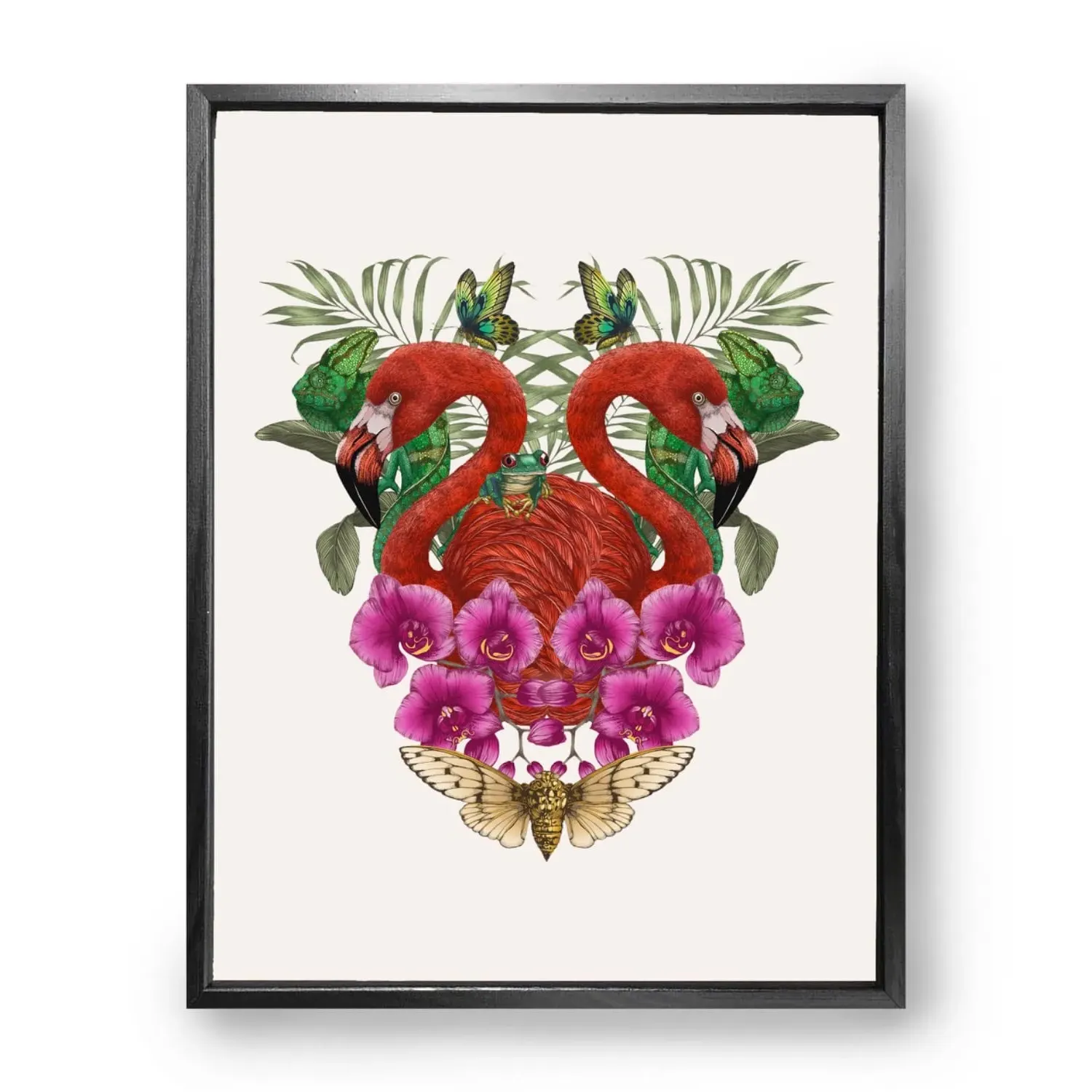 Antique Tropical Flamingo A5 Fine Art Print