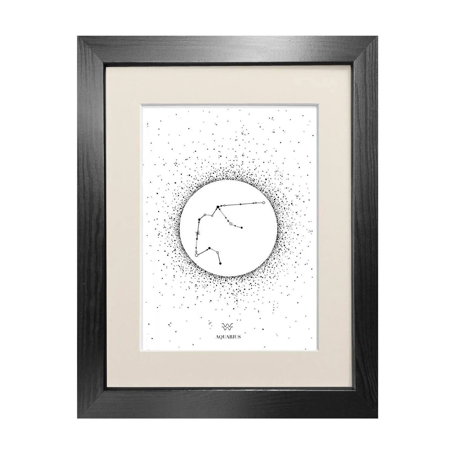 Aquarius Star Sign A5 Fine Art Print - Black image