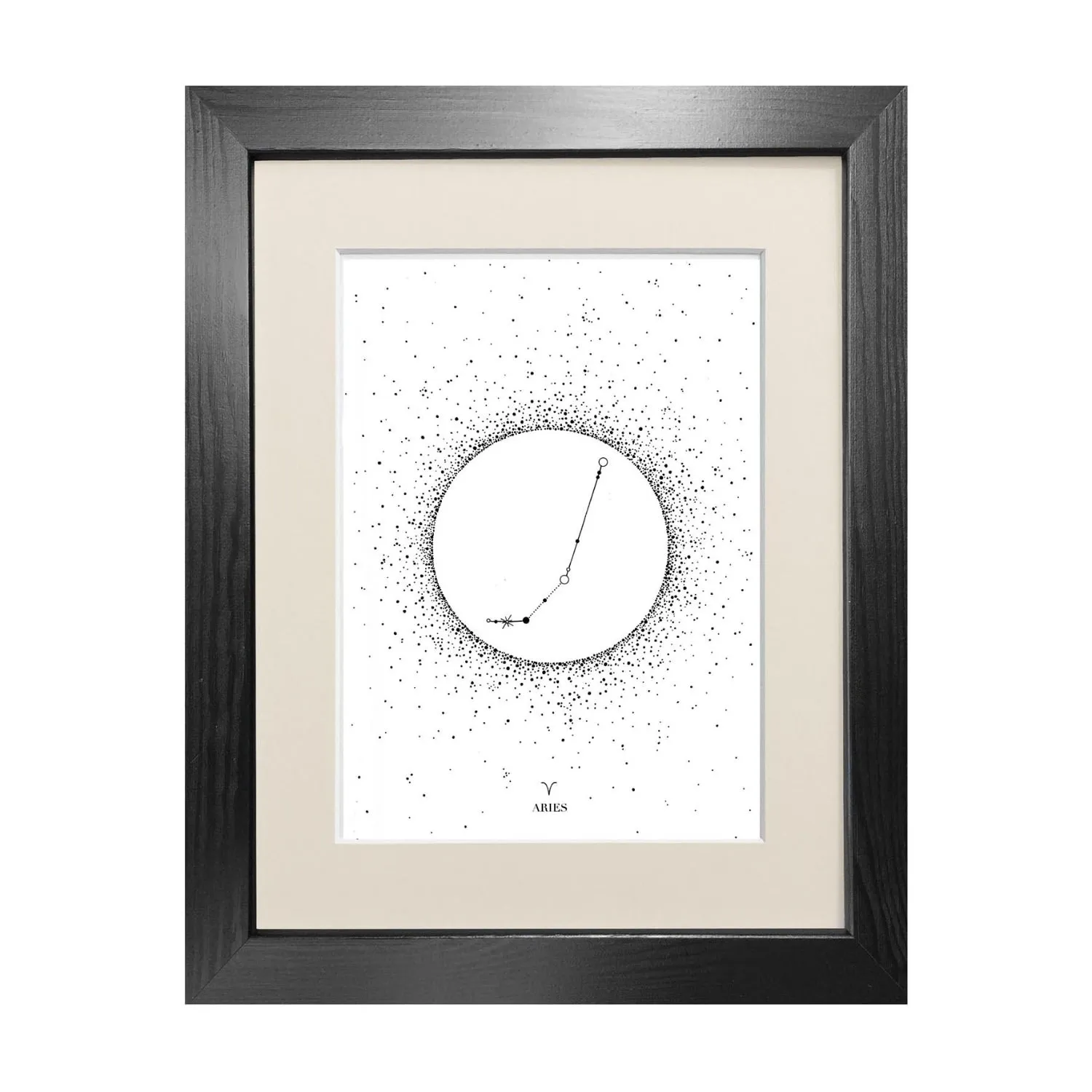 Aries Star Sign A3 Fine Art Print - Black