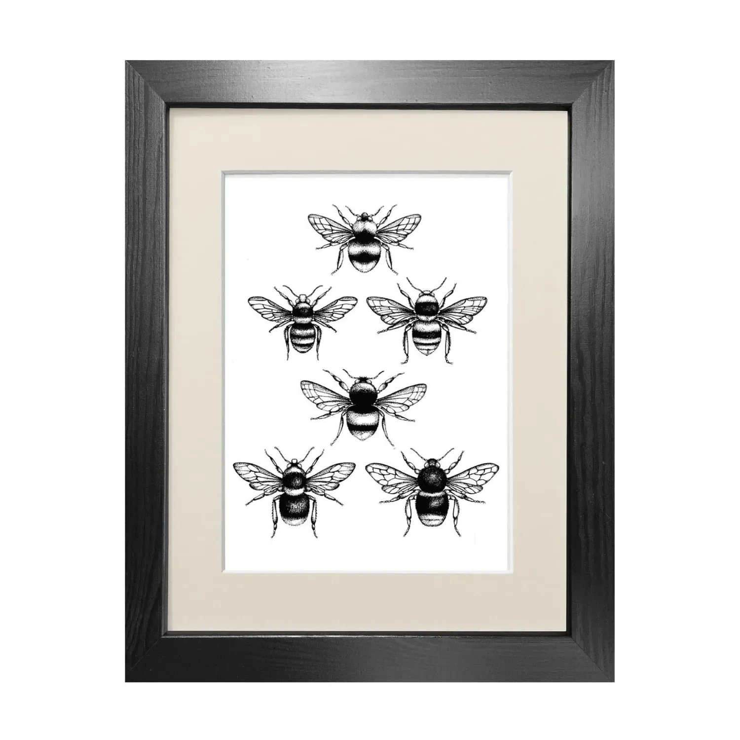 British Bees Fine Art Print A5 - Black image