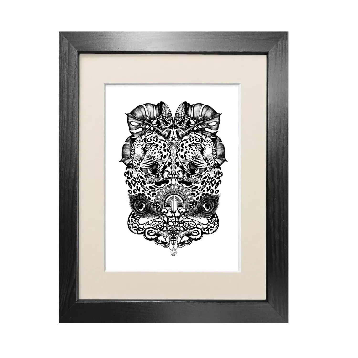Jewel & Jaguar A3 Fine Art Print - Black