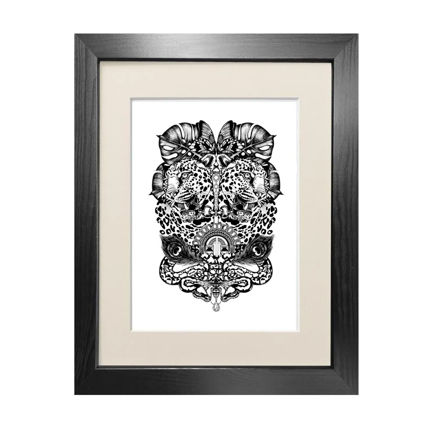 Jewel & Jaguar A4 Fine Art Print - Black