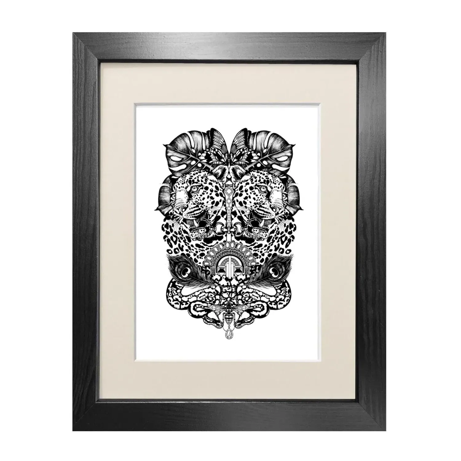 Jewel & Jaguar A5 Fine Art Print - Black image