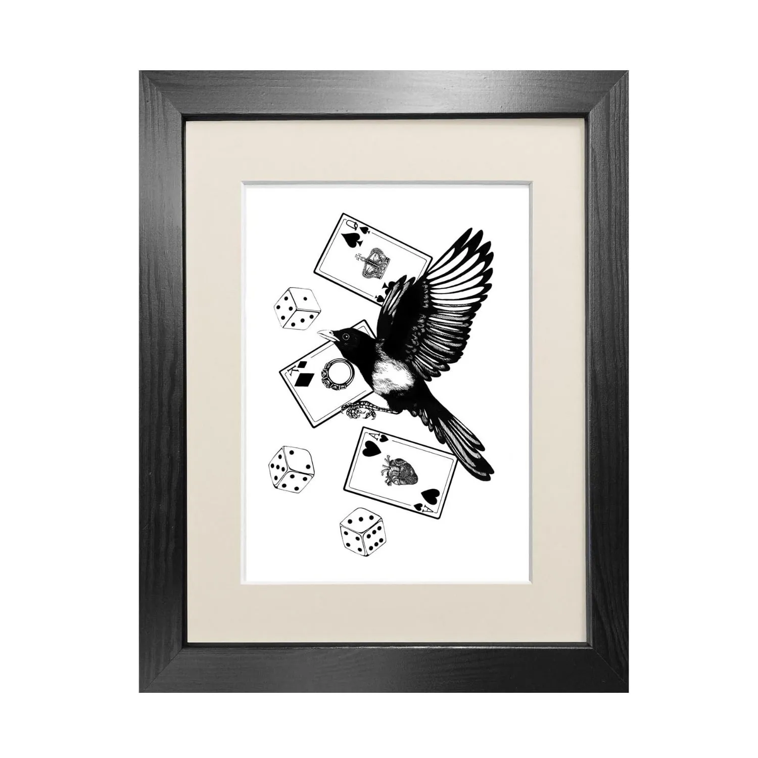 Mysterious Magpie A5 Fine Art Print - Black image