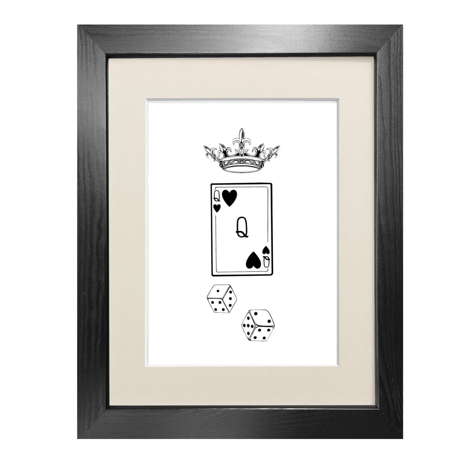 Queen Of Hearts A4 Fine Art Print - Black image