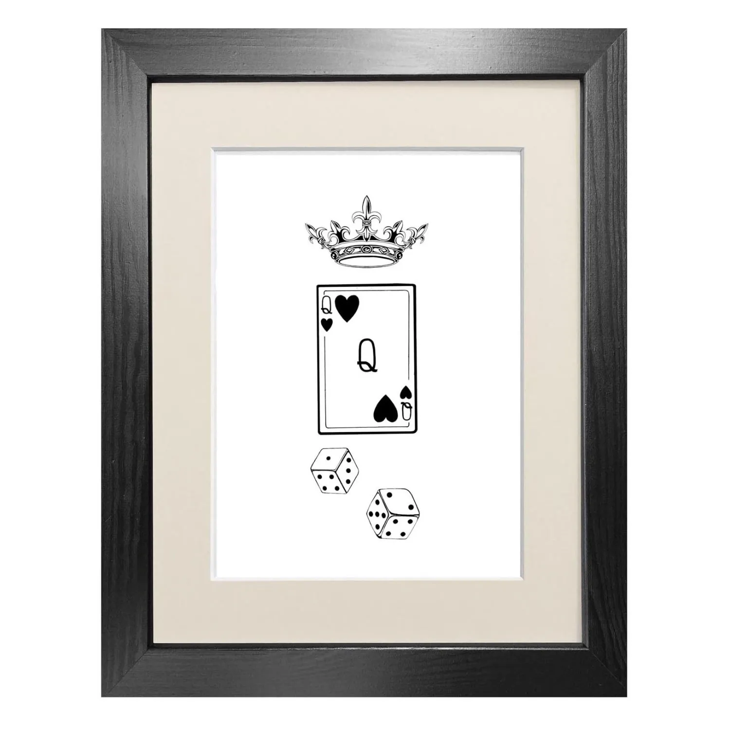 Queen Of Hearts Fine Art Print A5 - Black image