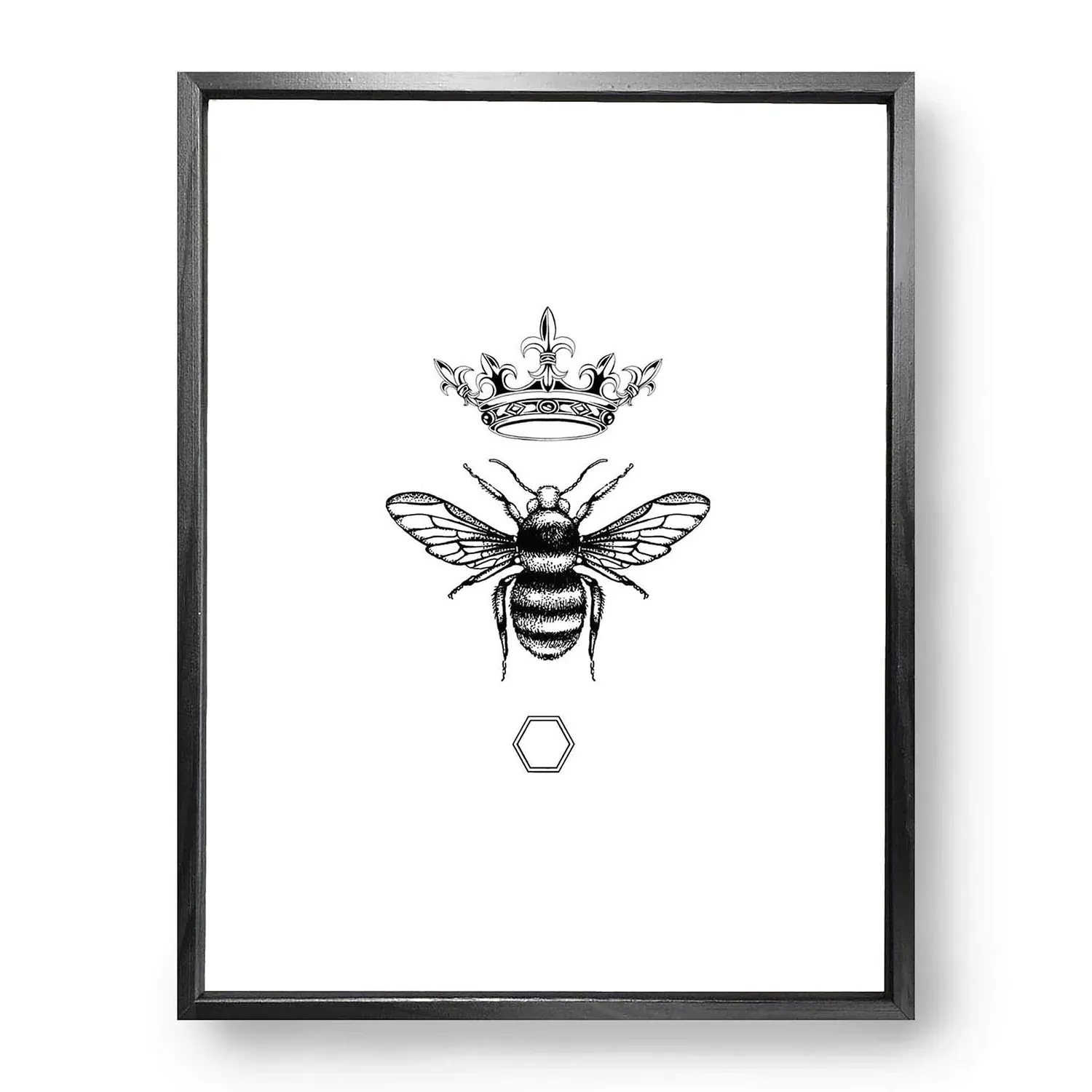The Honey Queen Bee A5 Fine Art Print - Black image