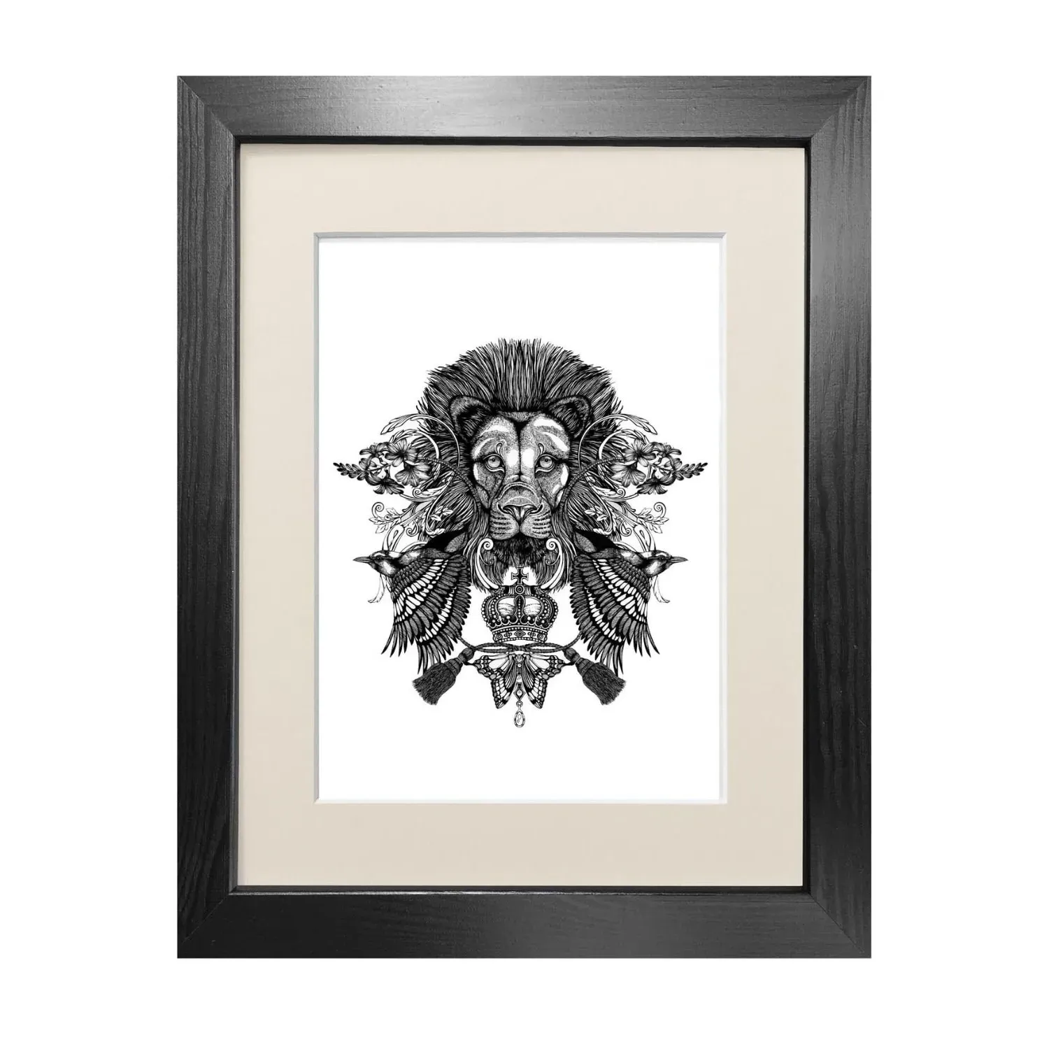 The Regal Lion A5 Fine Art Print - Black image