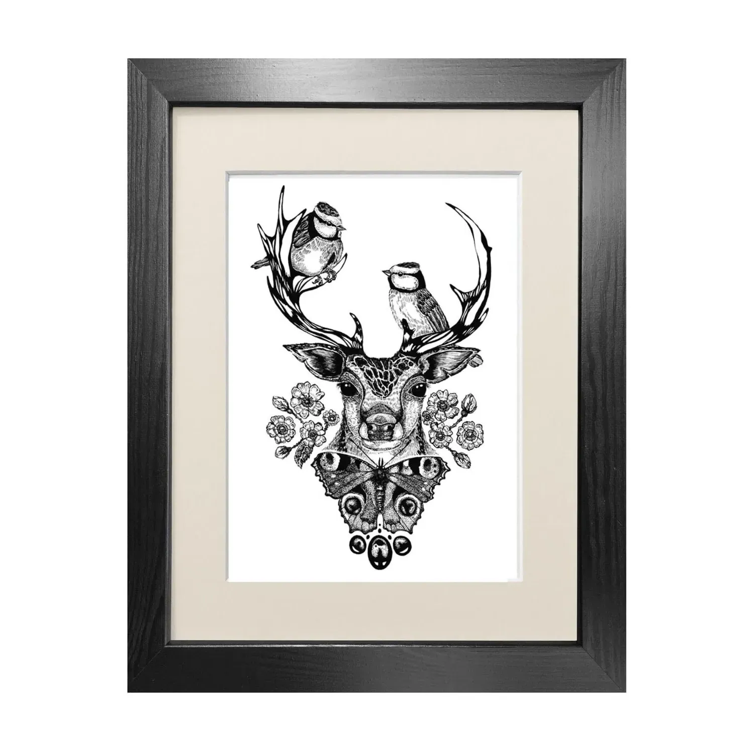The Roe Deer A5 Fine Art Print - Black image