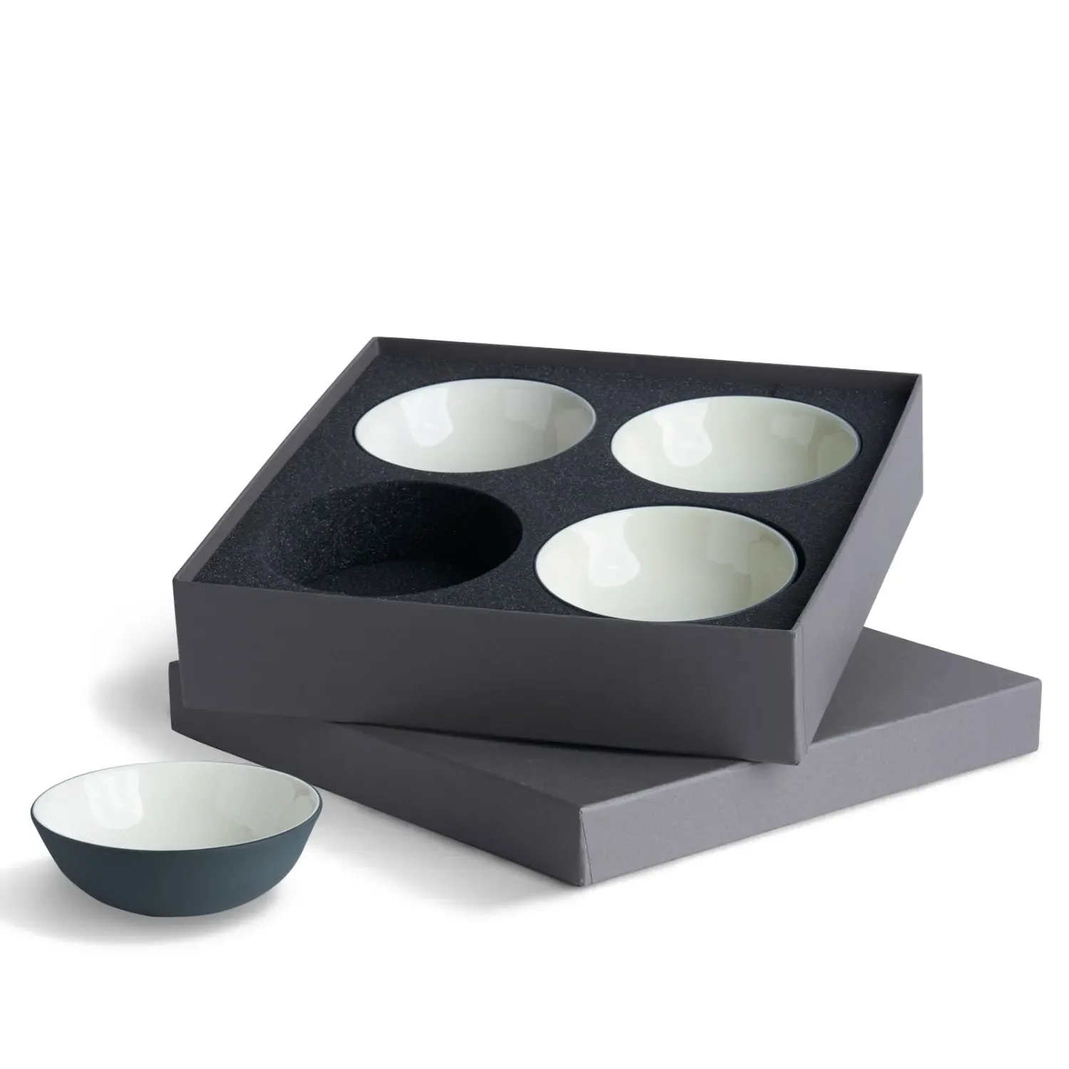 Round Small Bowl Set of 4 - Black, Porcelain image