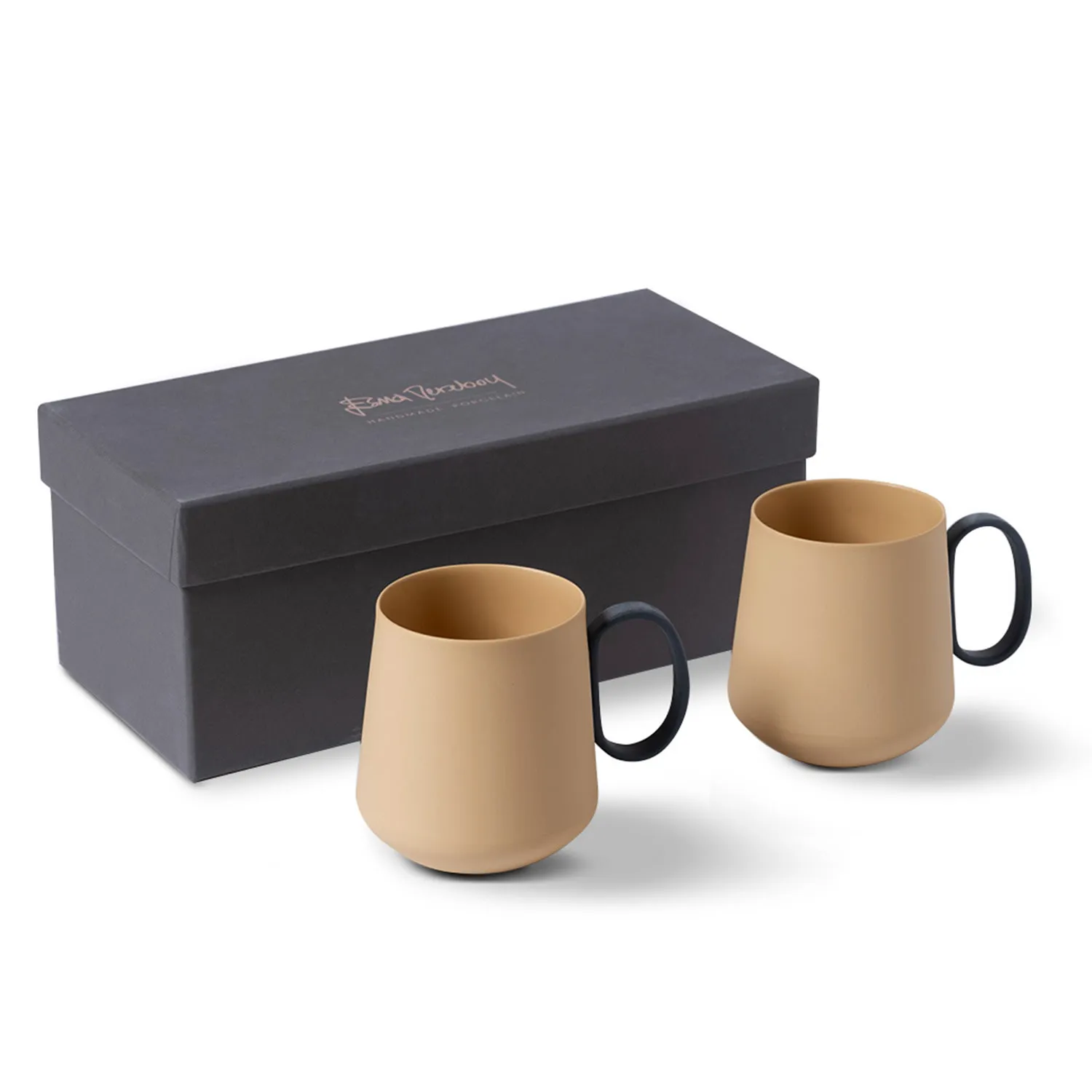 Tube Mug Set of Two - Brown, Porcelain