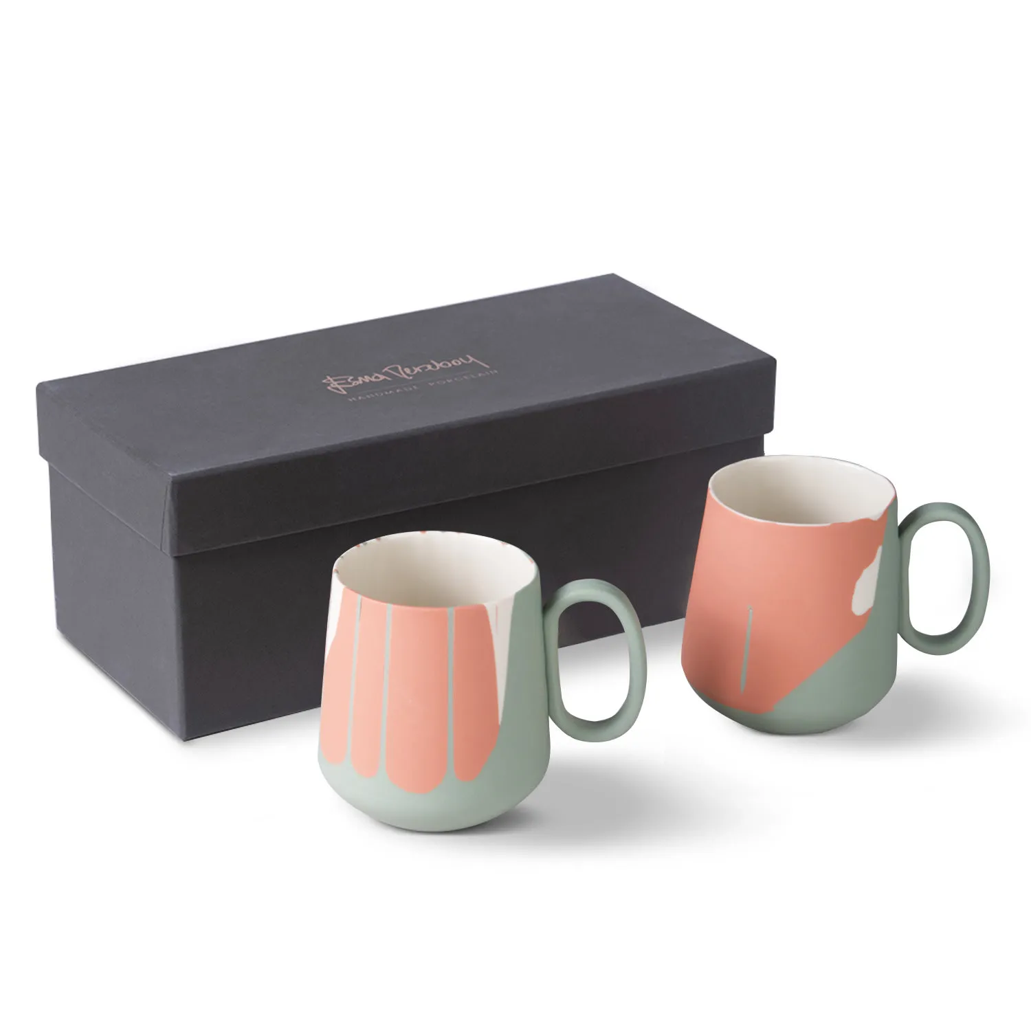 Tube Mug Set of Two - Green, Porcelain