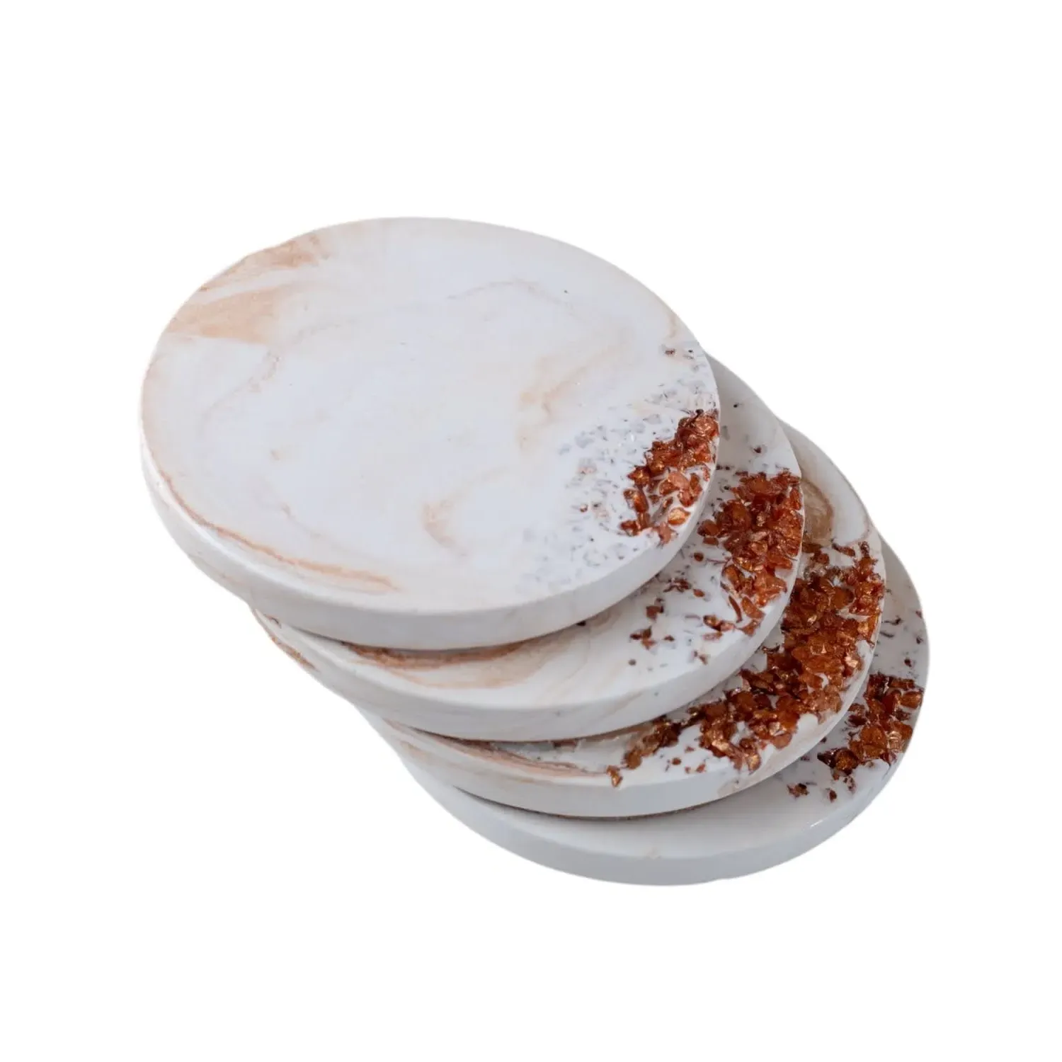 Antique Gold Coaster Set - Rose Gold, White image