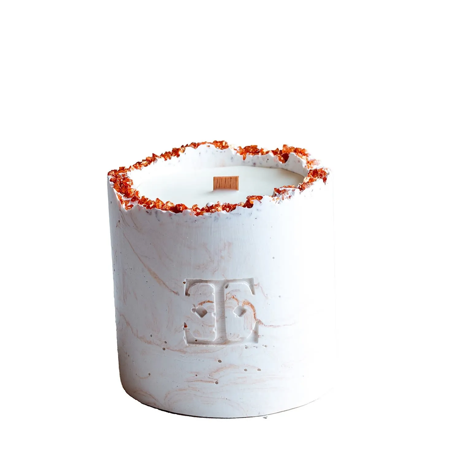 Antique Gold Crystal Candle Large - Rose Gold, White image