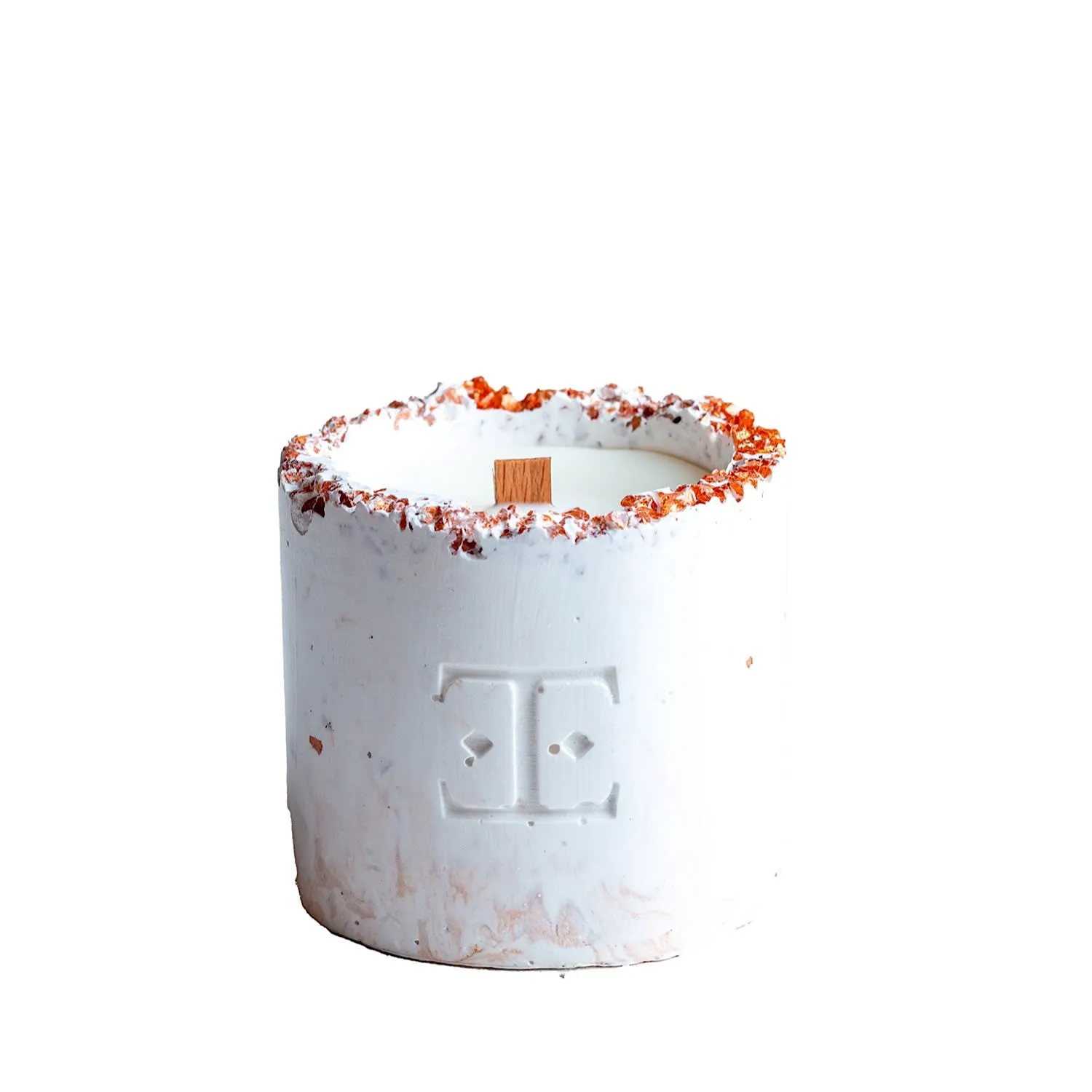 Antique Gold Crystal Candle Small - Rose Gold/White image