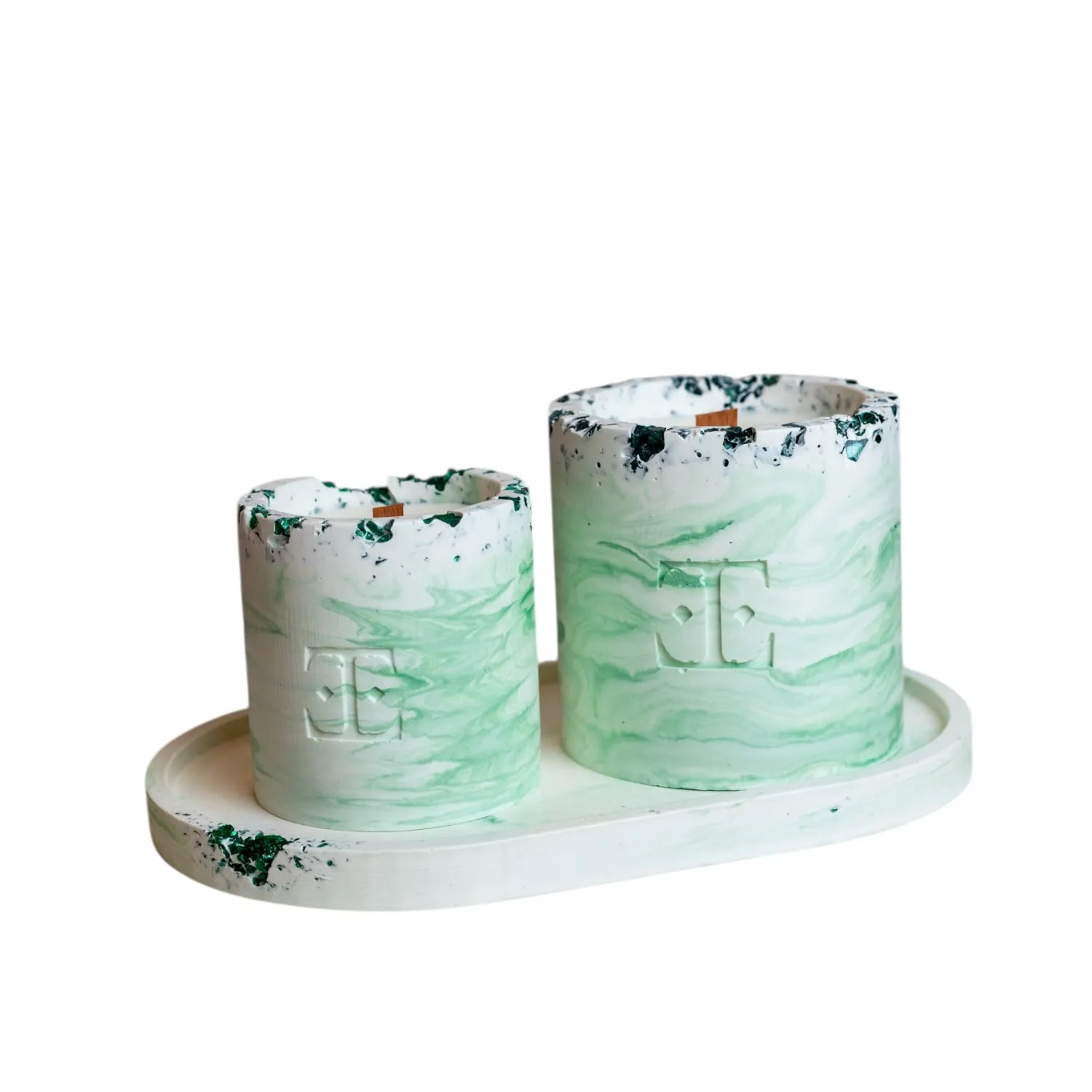 Apple Frost Crystal Candle Set - Green, Soy Wax