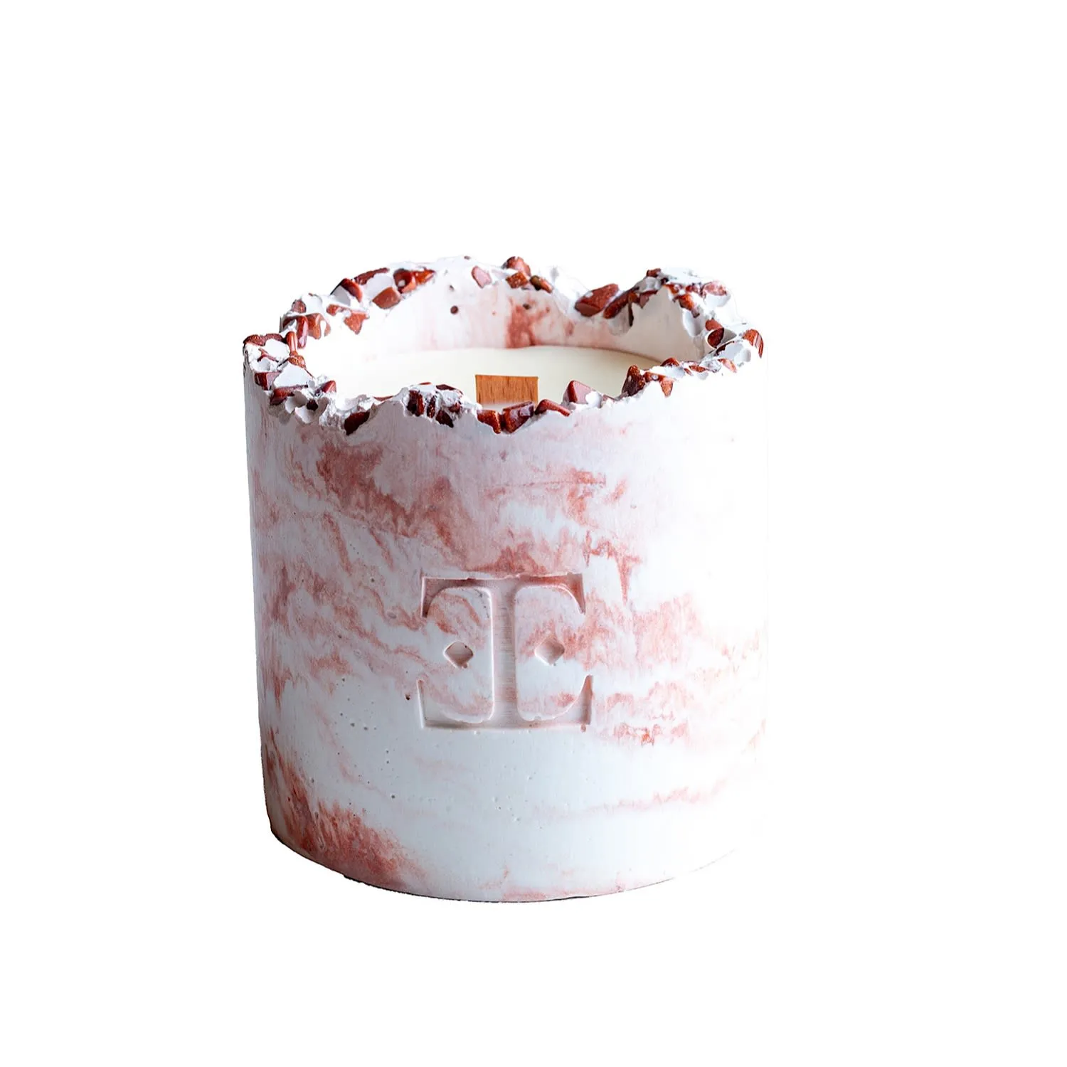 Copper Charm Large Gemstone Candle - White, Rose Gold