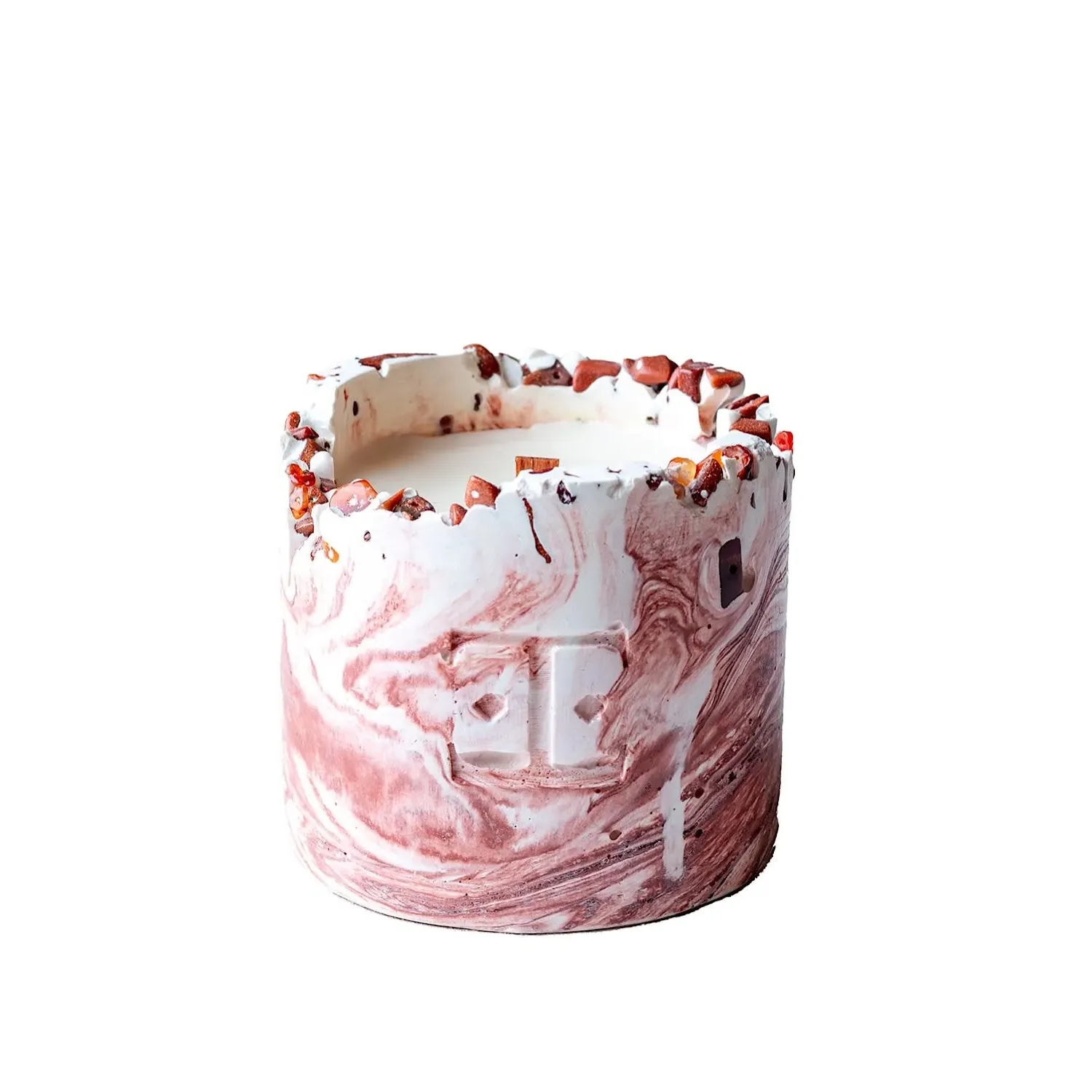 Copper Charm Small Gemstone Candle - White, Rose Gold image