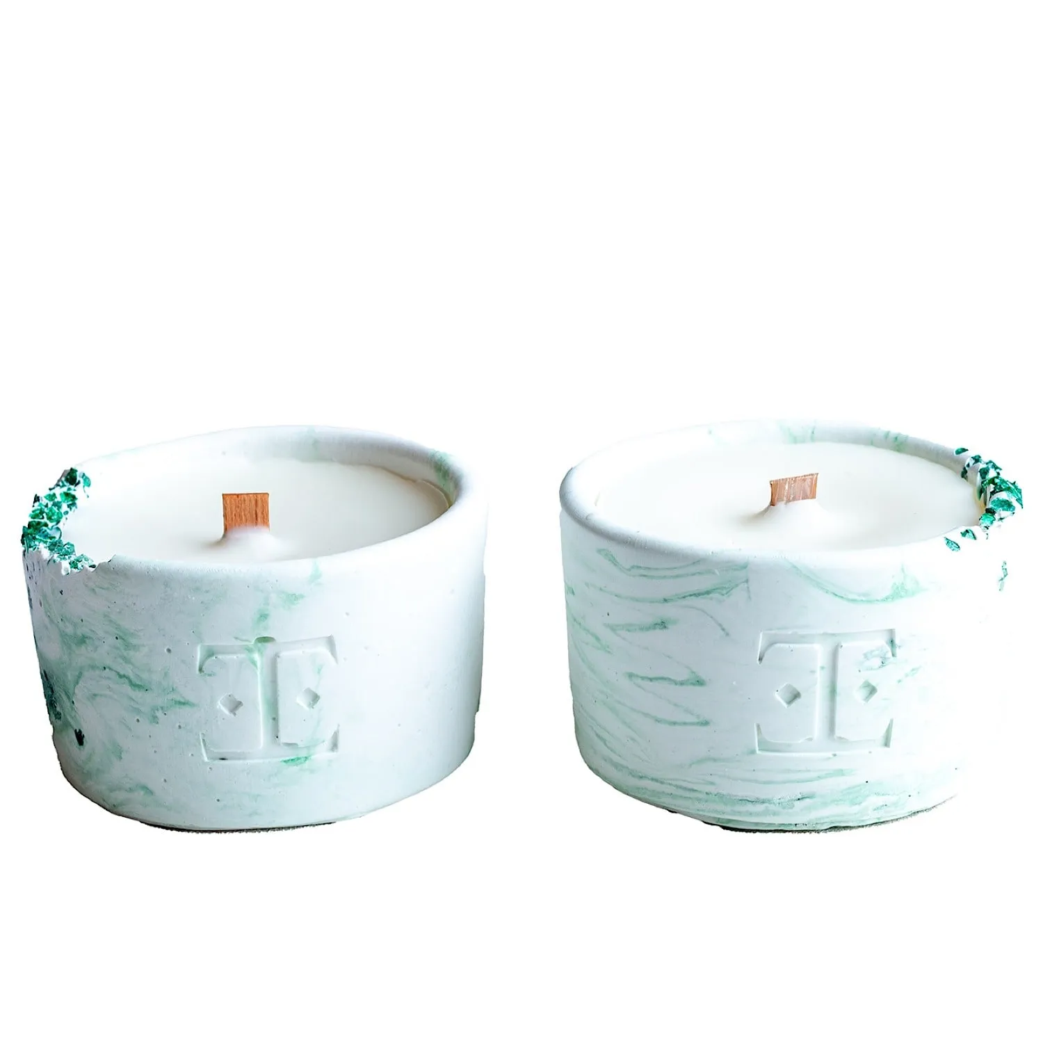 Mystic Green Midi Candle Set - White