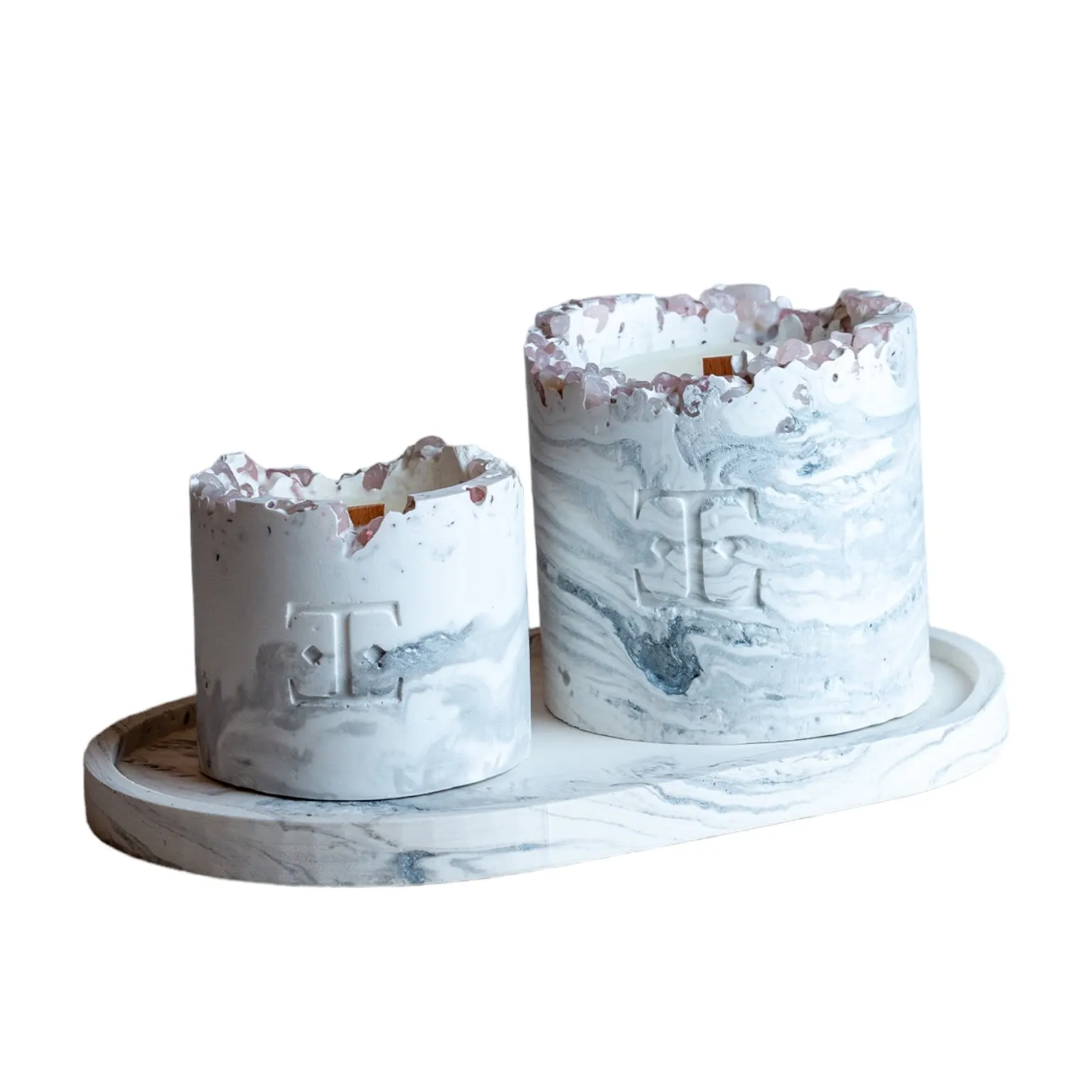 Silver Glow Gemstone Candle Set - Silver image