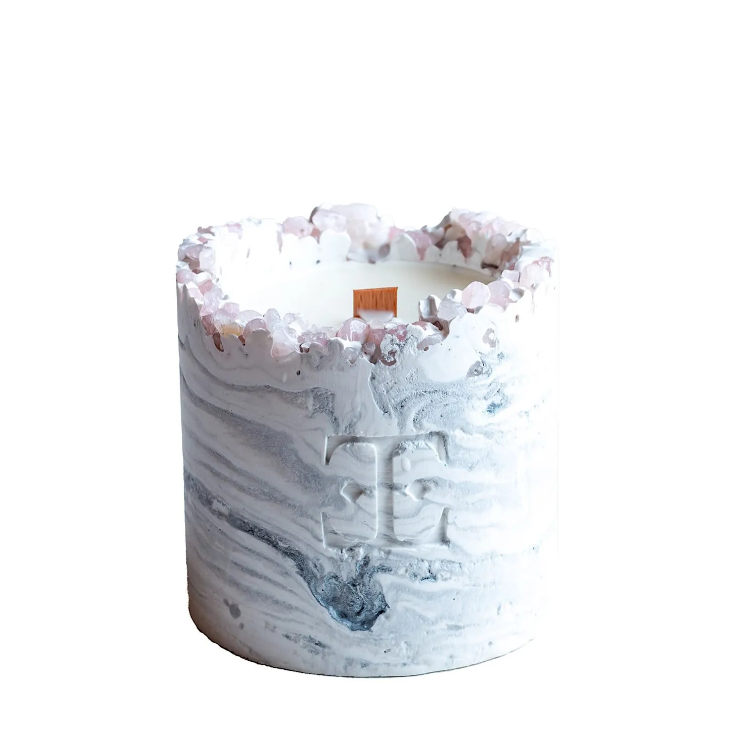 Silver Glow Large Gemstone Candle - Silver