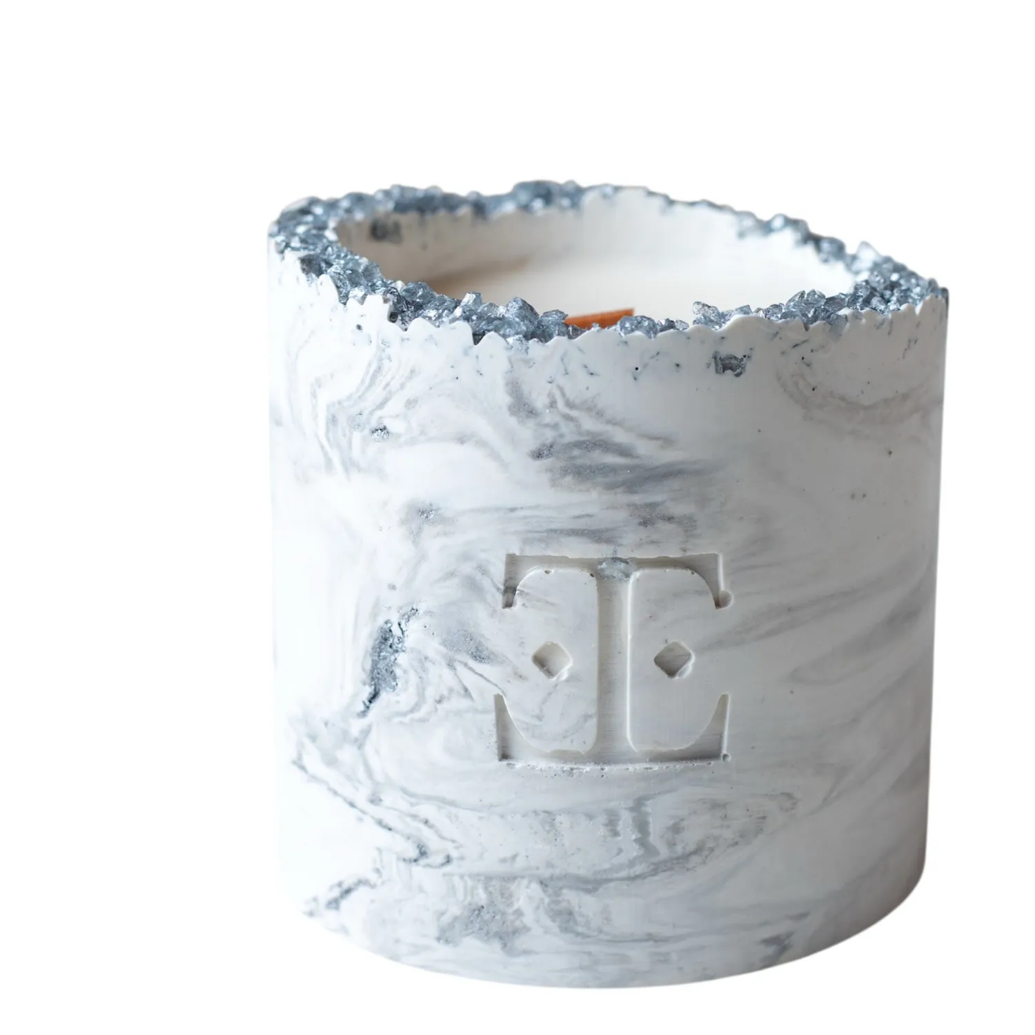 Silver Muse Large Crystal Candle - Silver